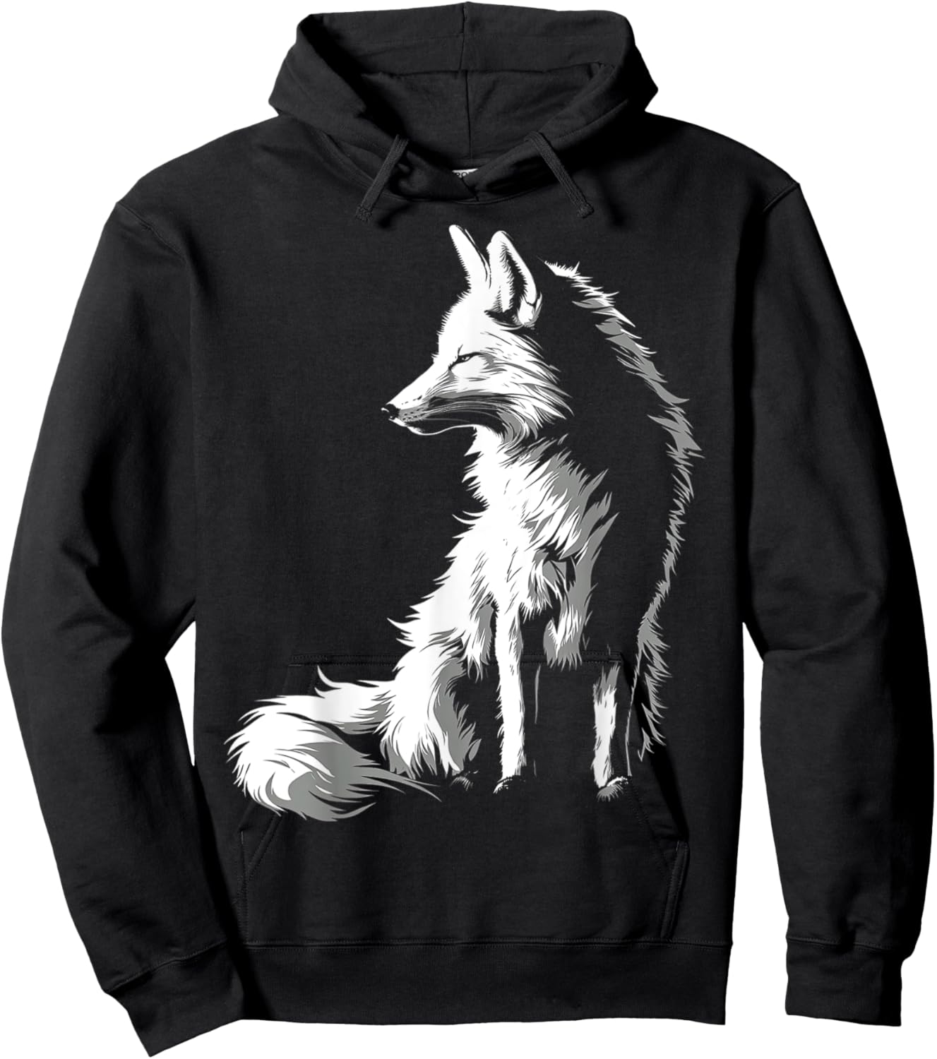 Fox Drawing Illustration Animal Art Graphic Fox Hoodie - Hoodie | Black