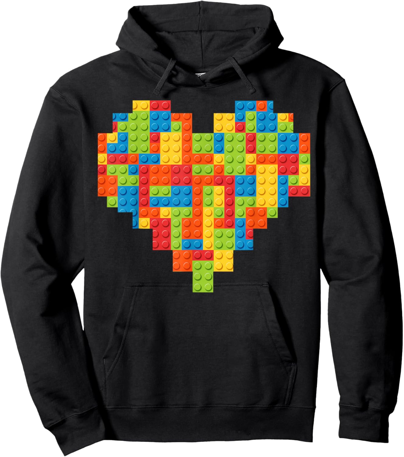 Brick Builder Heart Valentines Block Building Master Builder Hoodie - Hoodie | Black