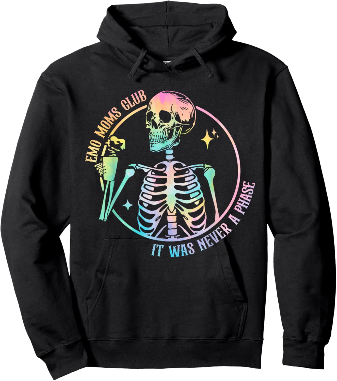 Emo Moms Club Skeleton With Hot Coffee Tie Dye Mother's Day Hoodie - Hoodie | Black