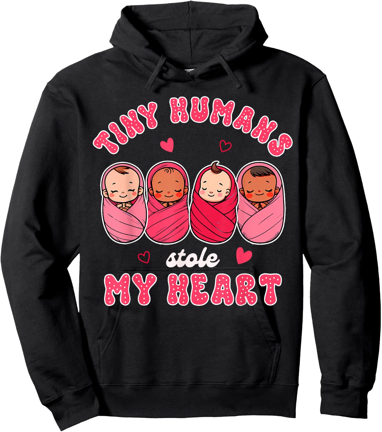 Valentine’s Day NICU Nurse Tiny Humans Stole My Heart Hoodie - Hoodie | Black