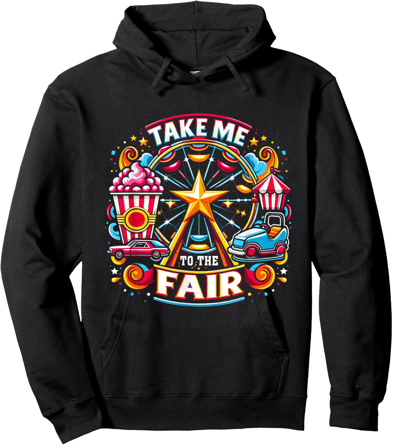 Take Me To The-State And County Fairs Ferris Wheel Pop Corn Hoodie - Hoodie | Black
