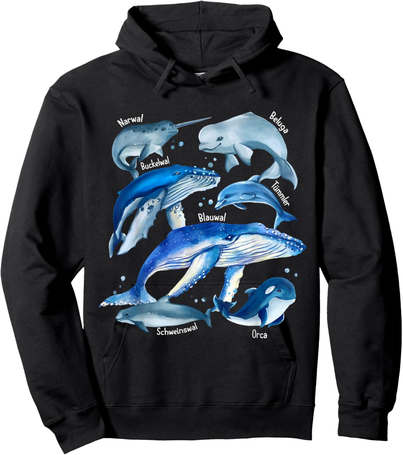 Types Of Whales - Whale Breeds - Whale Species Biology Guide Hoodie - Hoodie | Black