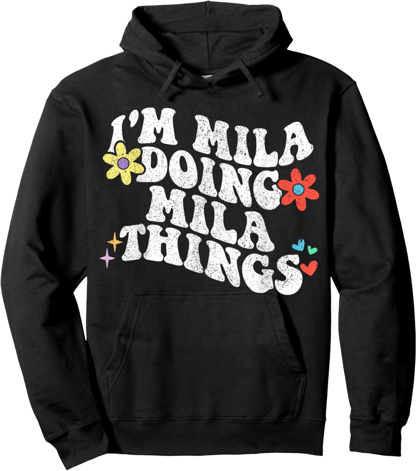 Retro Groovy Im Mila Doing Mila Things Funny Mother's Day Hoodie - Hoodie | Black