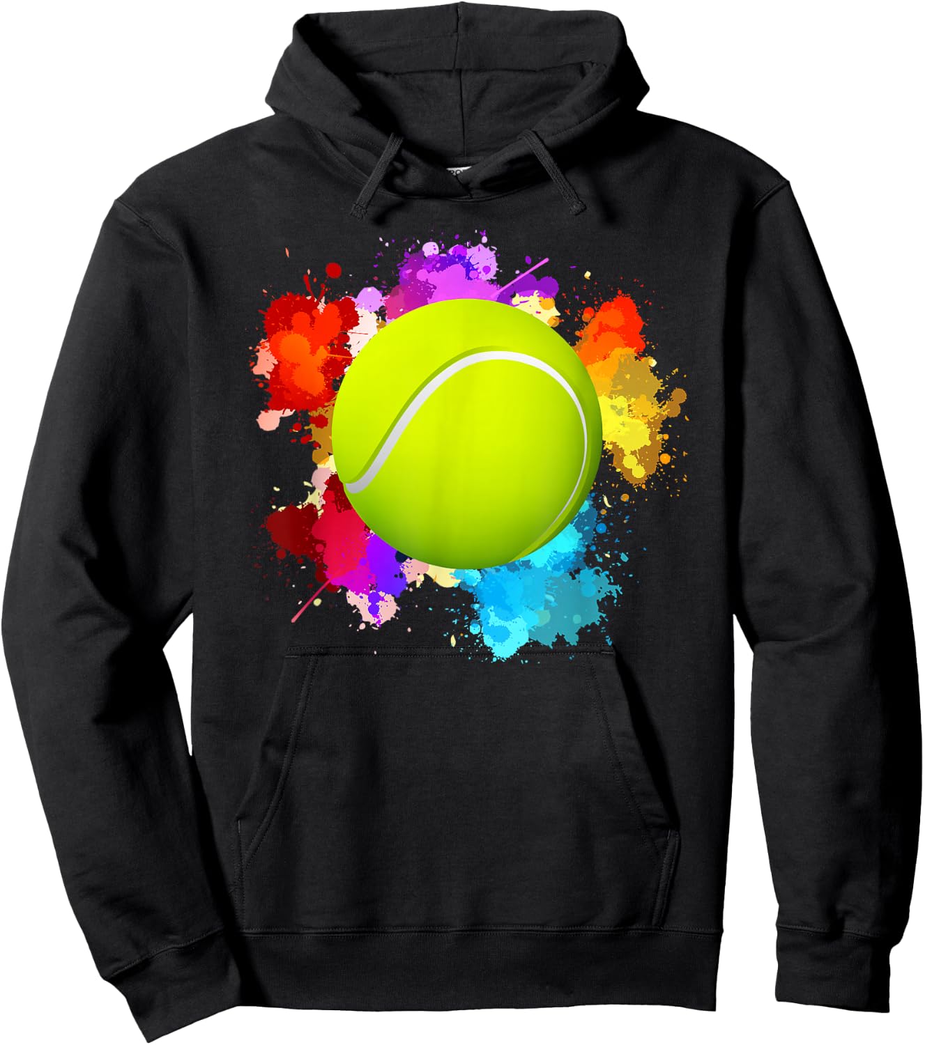 Tennis Balls Racket Sport Watercolor Art Teenager Gifts Fun Hoodie - Hoodie | Black