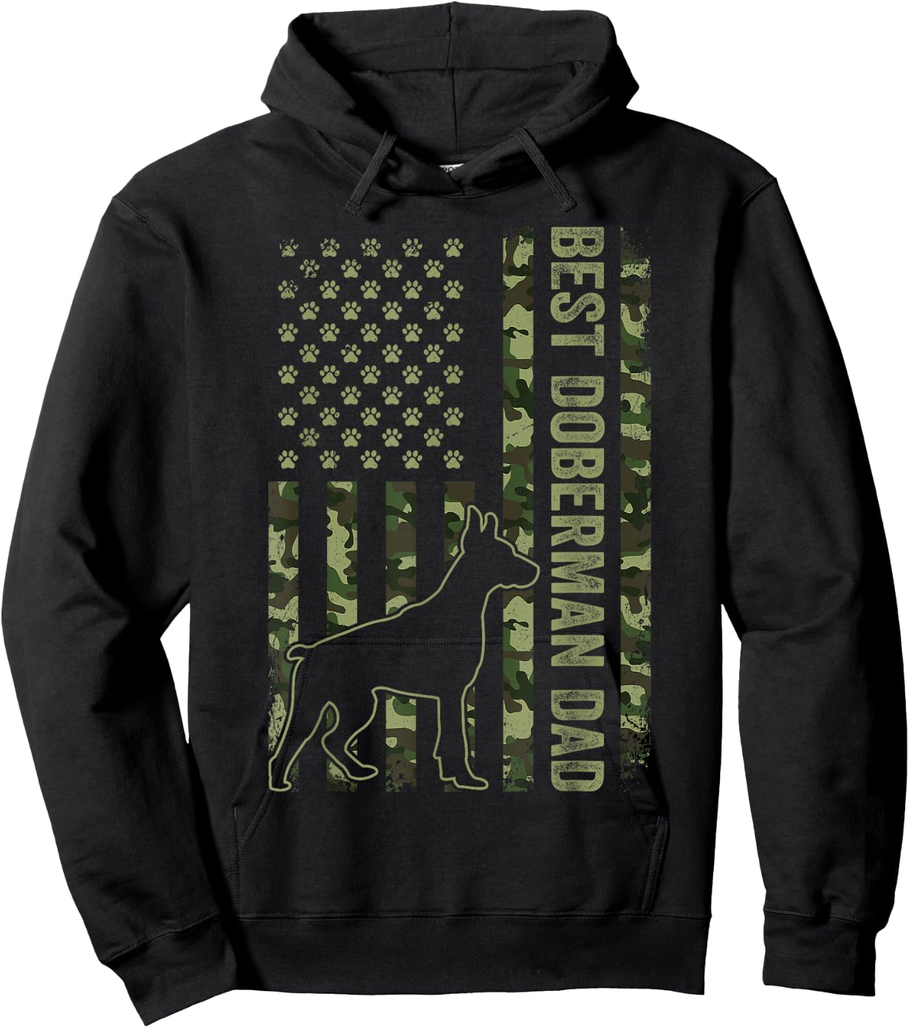 American Flag Best Doberman Dad Ever Dog Dad Hoodie - Hoodie | Black