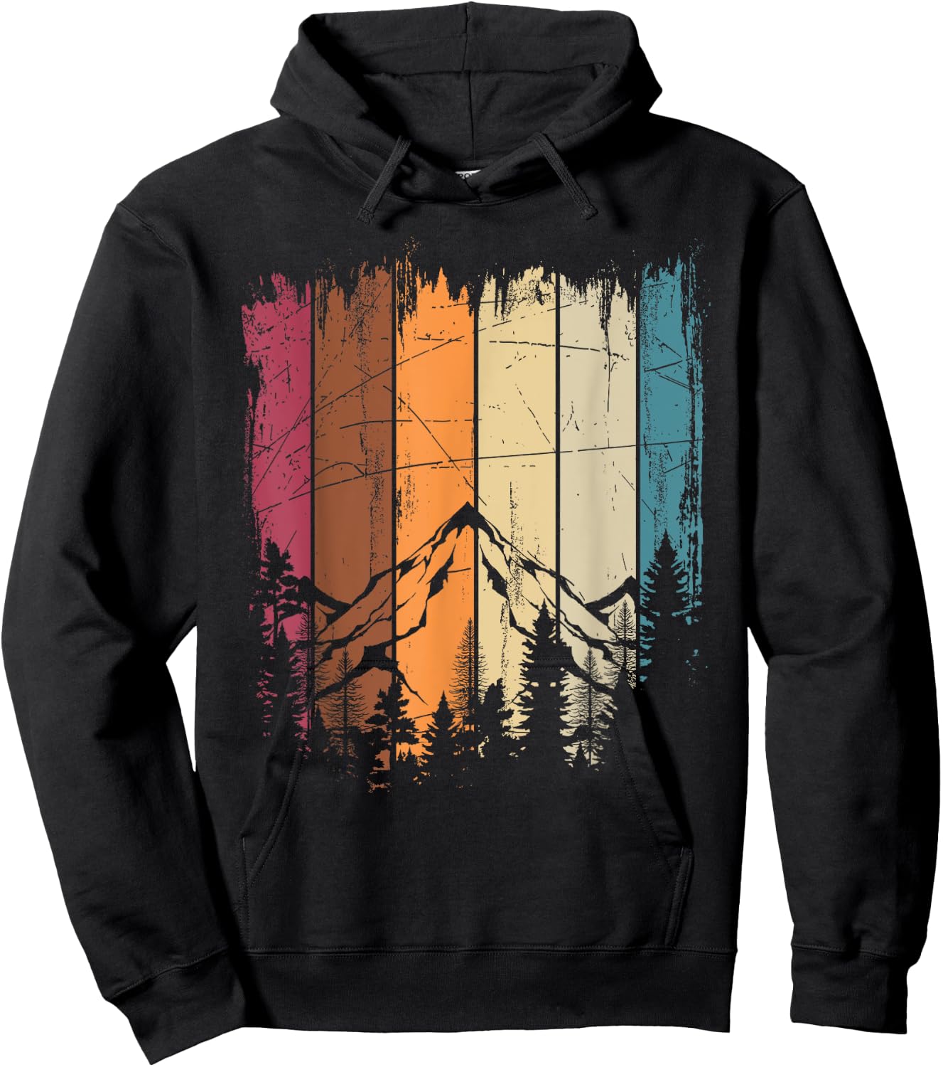 Mountains Outdoors Hiker Sport Retro Forest Nature Hiking Hoodie - Hoodie | Black