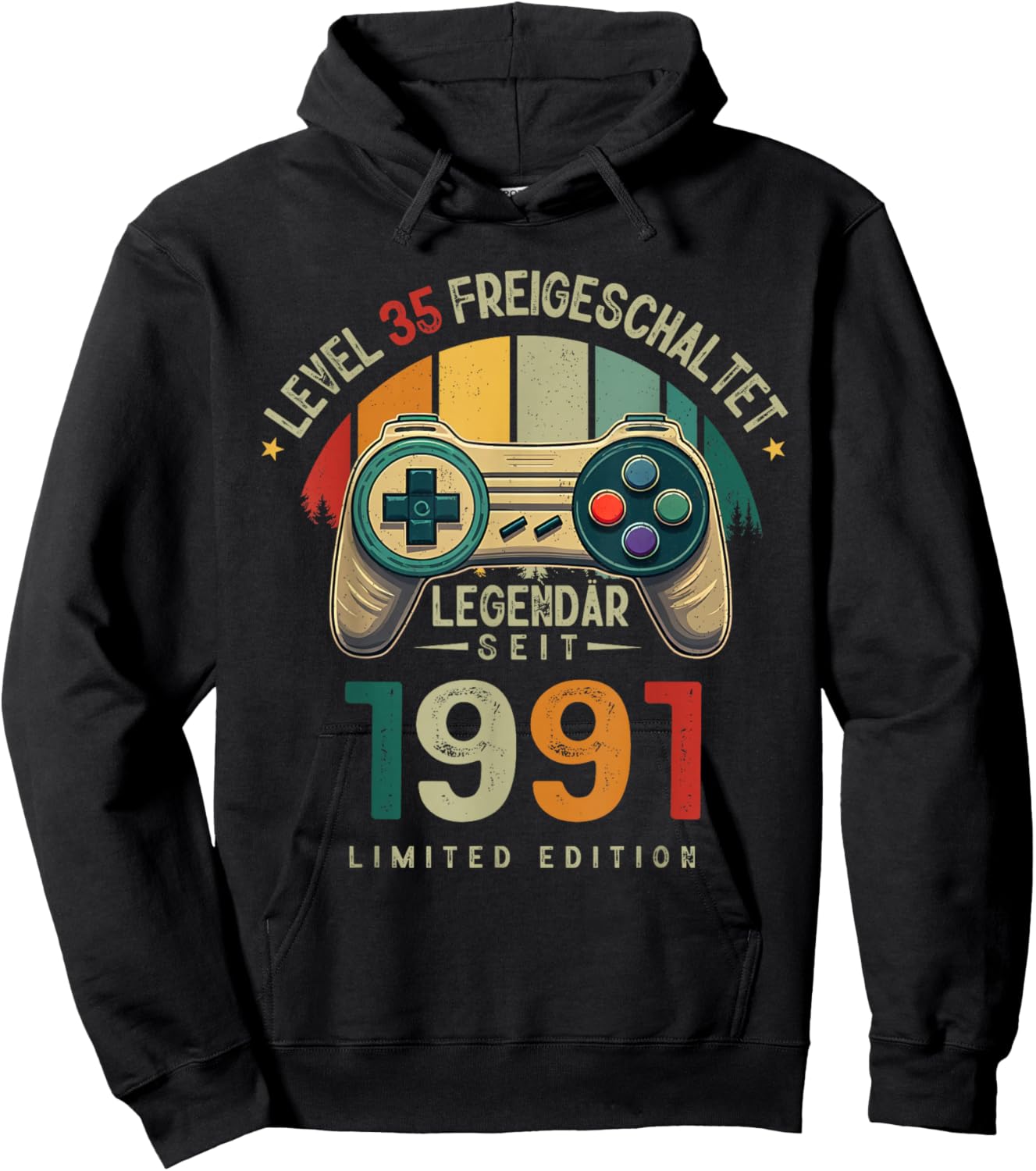 Level 35 Geburtstag Junge Gamer Mann Deko Jahrgang 1991 Hoodie - Hoodie | Black