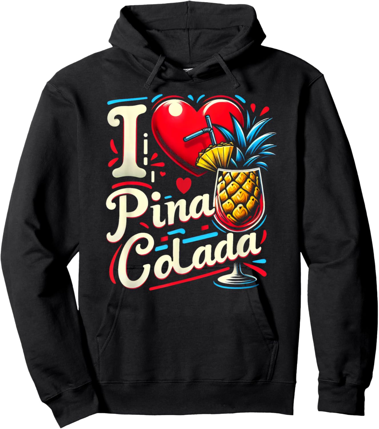 I Heart Pina Colada Tropical Drink Hoodie - Hoodie | Black