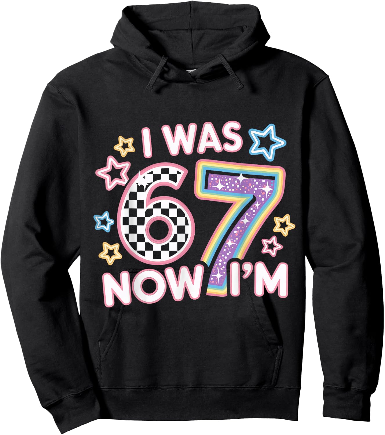 7 Year Old Birthday Retro 6 Now I'm 7 67 Funny for Kids Hoodie - Hoodie | Black