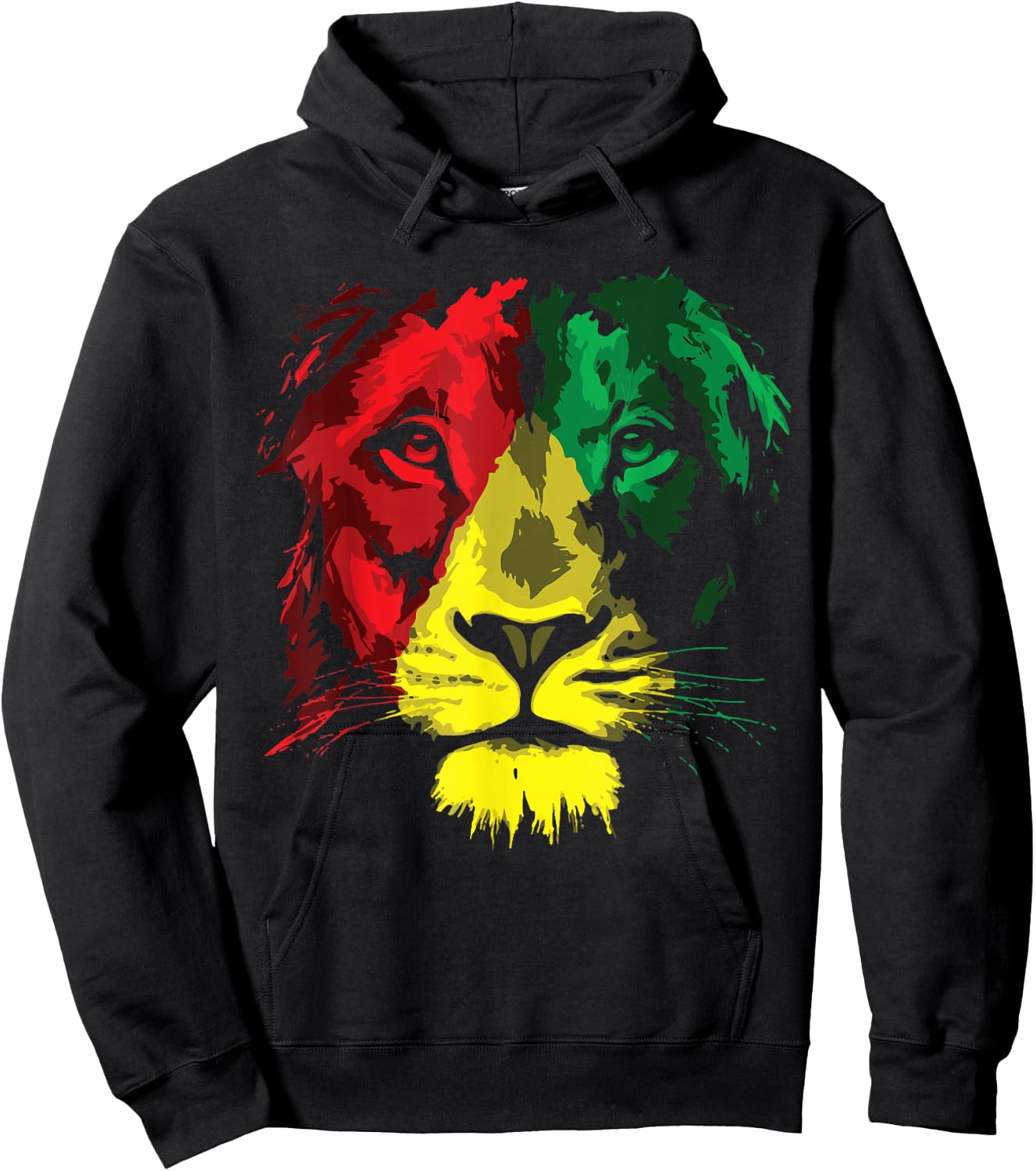 Reggae Lion Face - Lion Jamaica Flag Reggaeton Culture Hoodie - Hoodie | Black