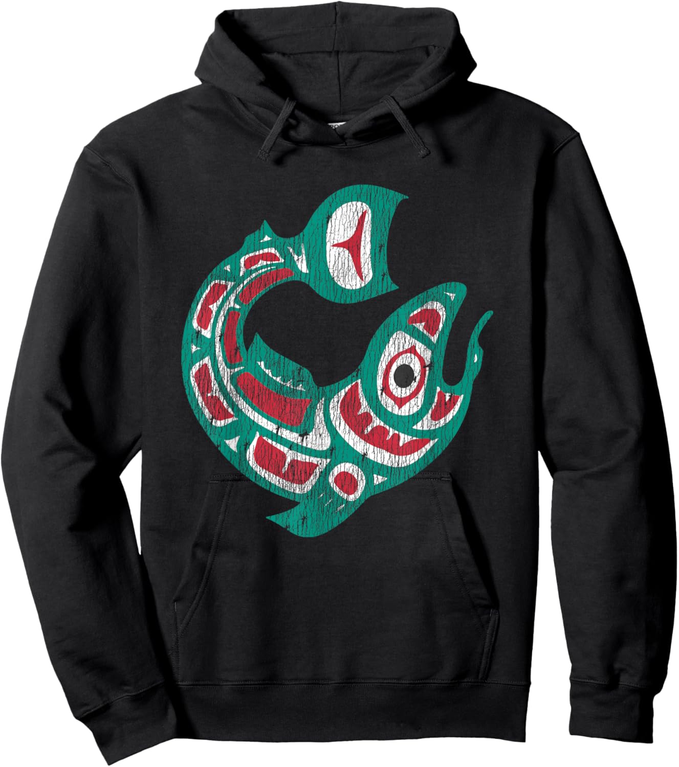 Native American Indian Salmon Fish Totem Pacific Northwest Hoodie - Hoodie | Black
