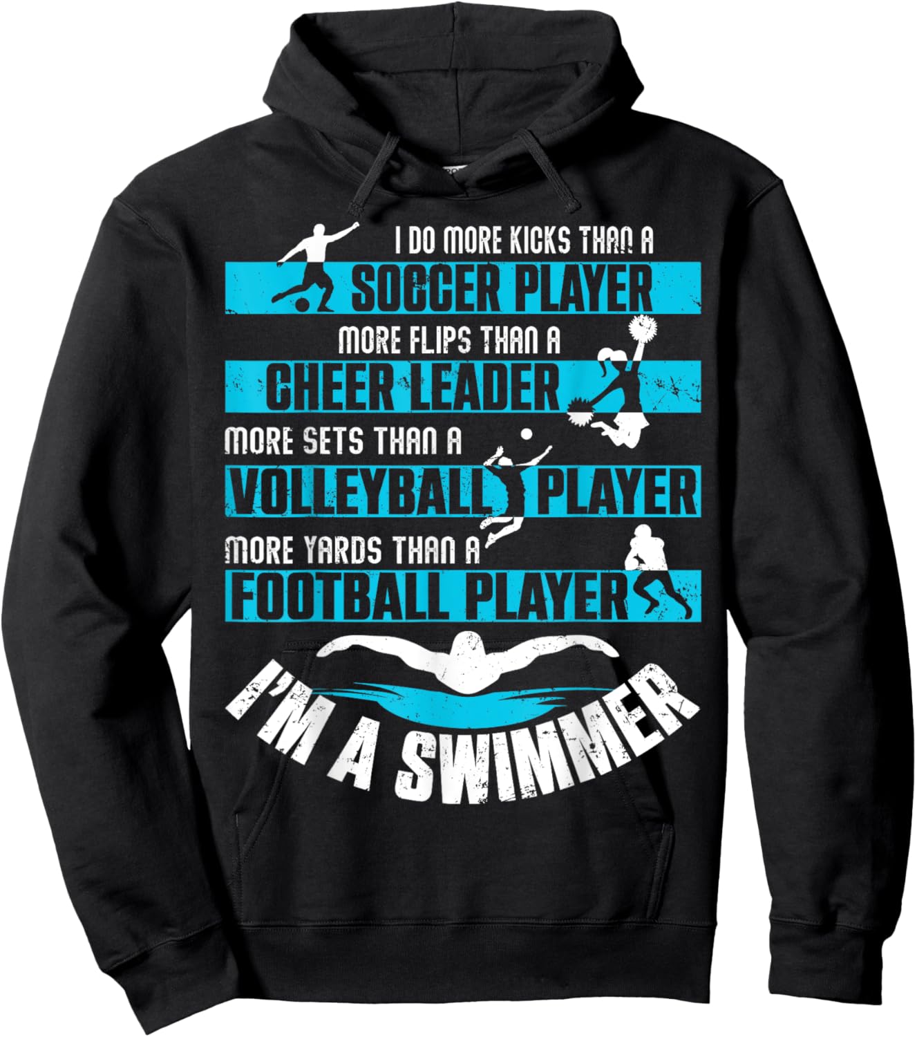 I Do More Kicks Than A Soccer Player Funny Swimmer Swimming Hoodie - Hoodie | Black
