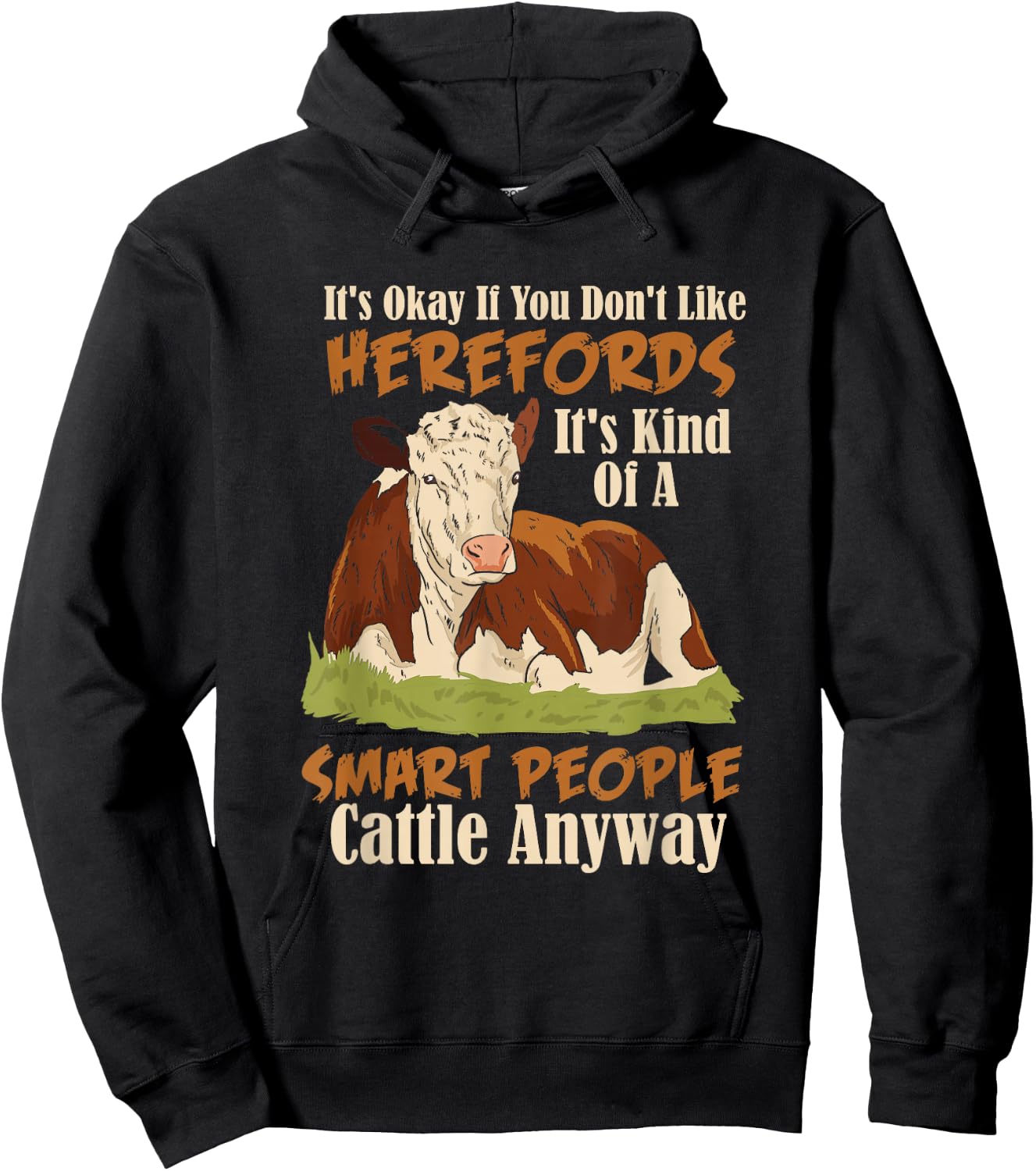 Hereford Smart People Cattle Beef Cow Livestock Farm Humor Hoodie - Hoodie | Black