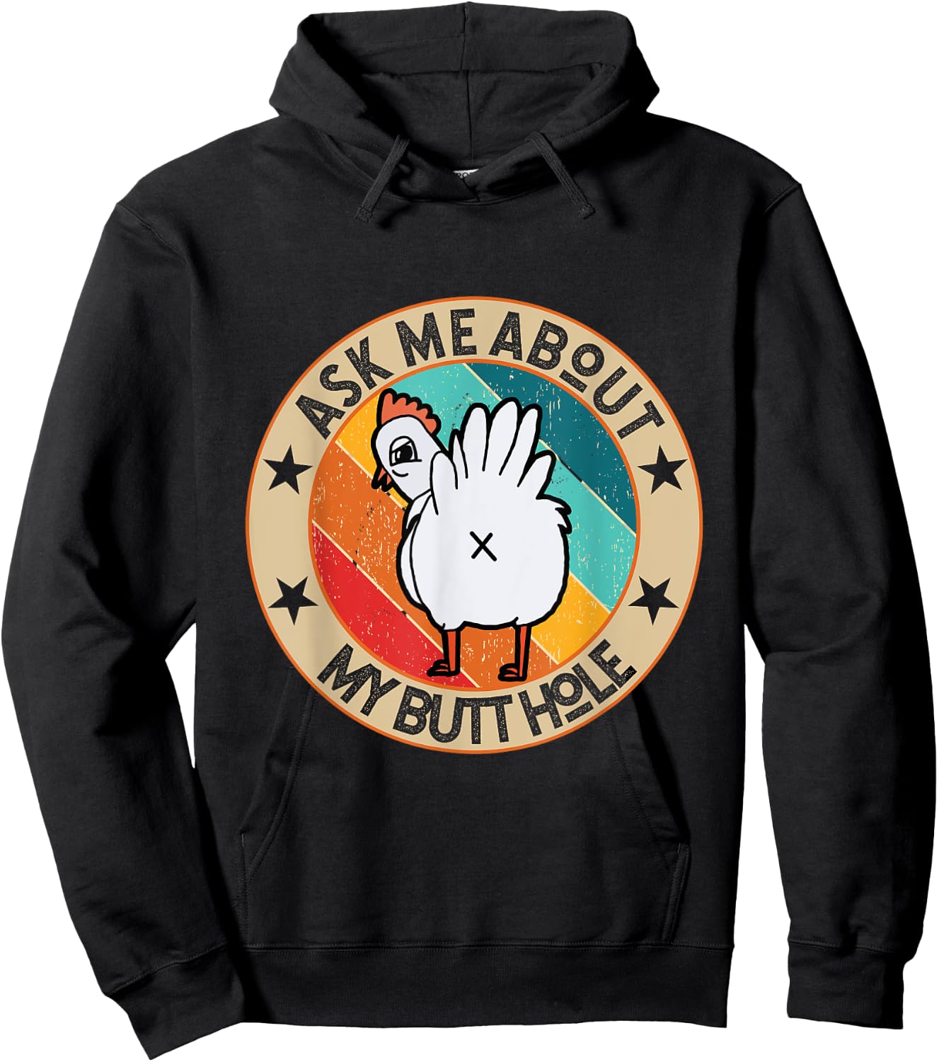 Funny Chicken Butt Design Ask me about my BUTTHOLE Mom Dad Hoodie - Hoodie | Black