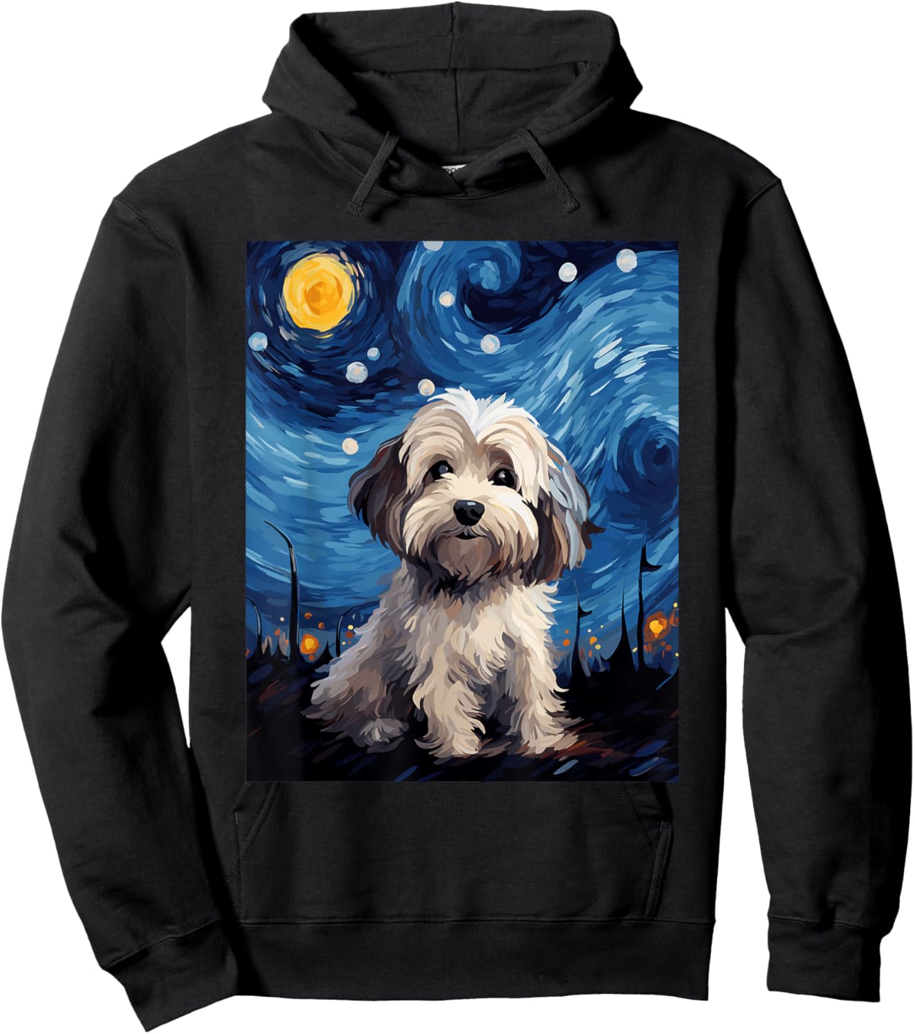 Havanese Dog Starry Night Van Gogh Art Lover Hoodie - Hoodie | Black