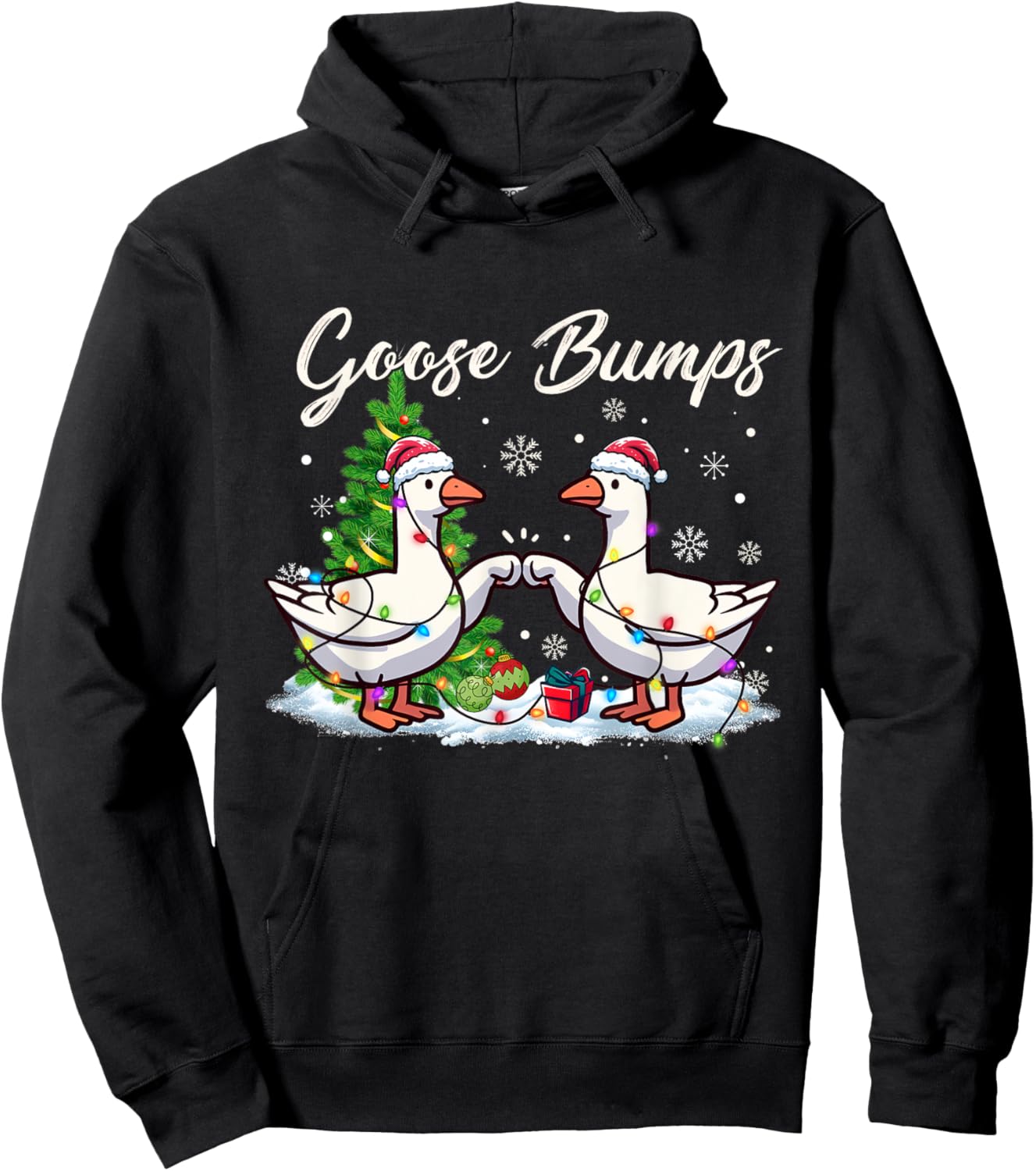 Christmas Goose Bumps Christmas Goose Geese let it snow Xmas Hoodie - Hoodie | Black