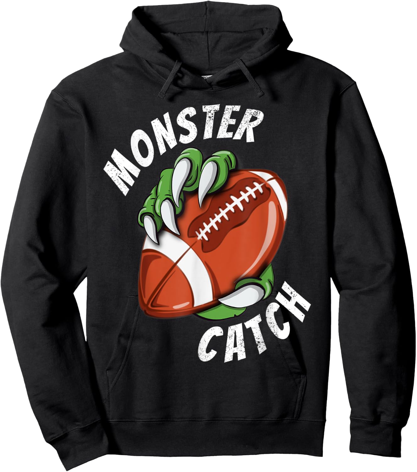 Football Monster Catch Funny Team Season Vintage Football Hoodie - Hoodie | Black