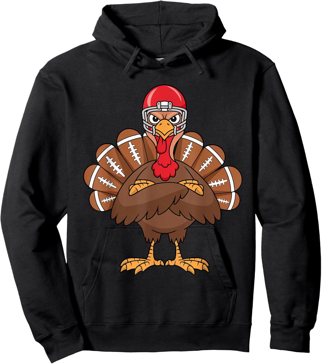 Thanksgiving Football Cool Football Turkey Kids Boys Hoodie - Hoodie | Black