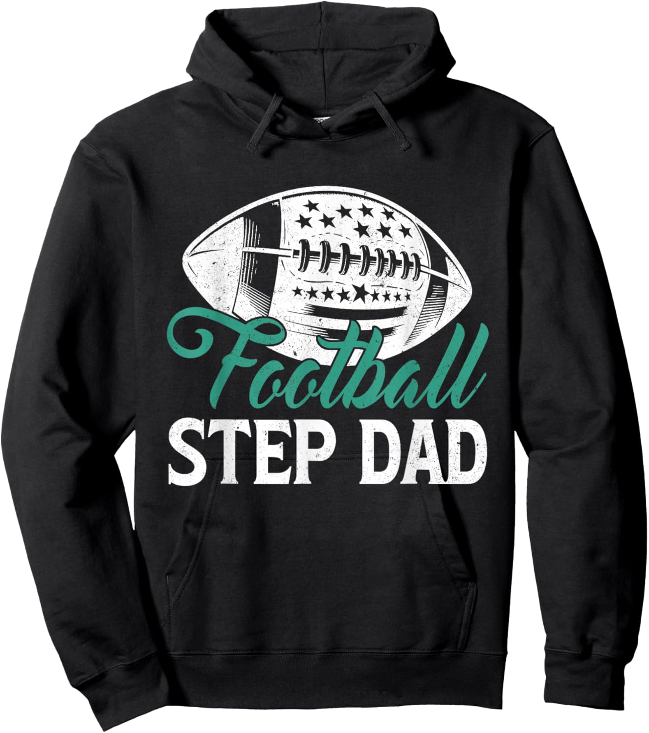 American Football Step Dad Happy Father's Day Dad Grandpa Hoodie - Hoodie | Black