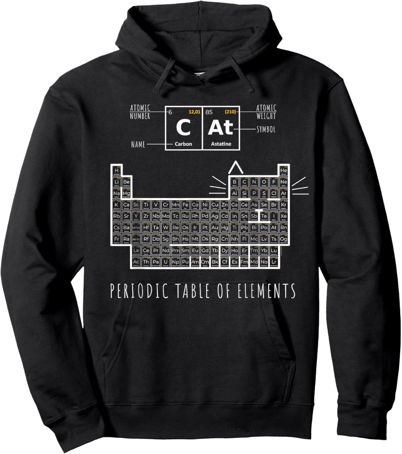 The Chemistry Cat, Periodic Table of Elements Hoodie - Hoodie | Black