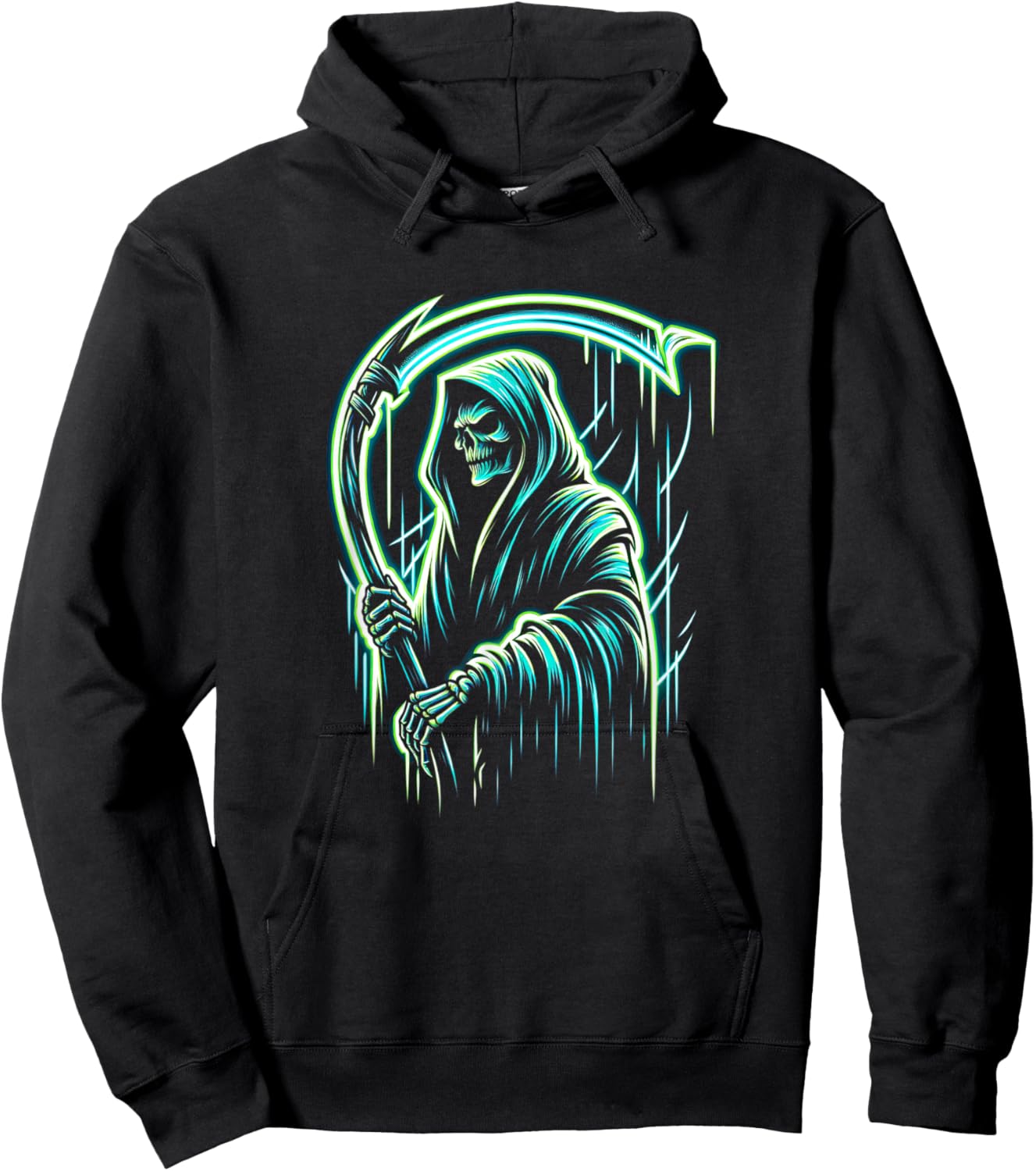 Grim Reaper Skeleton Skull Cool Halloween Heavy Metal Music Hoodie - Hoodie | Black