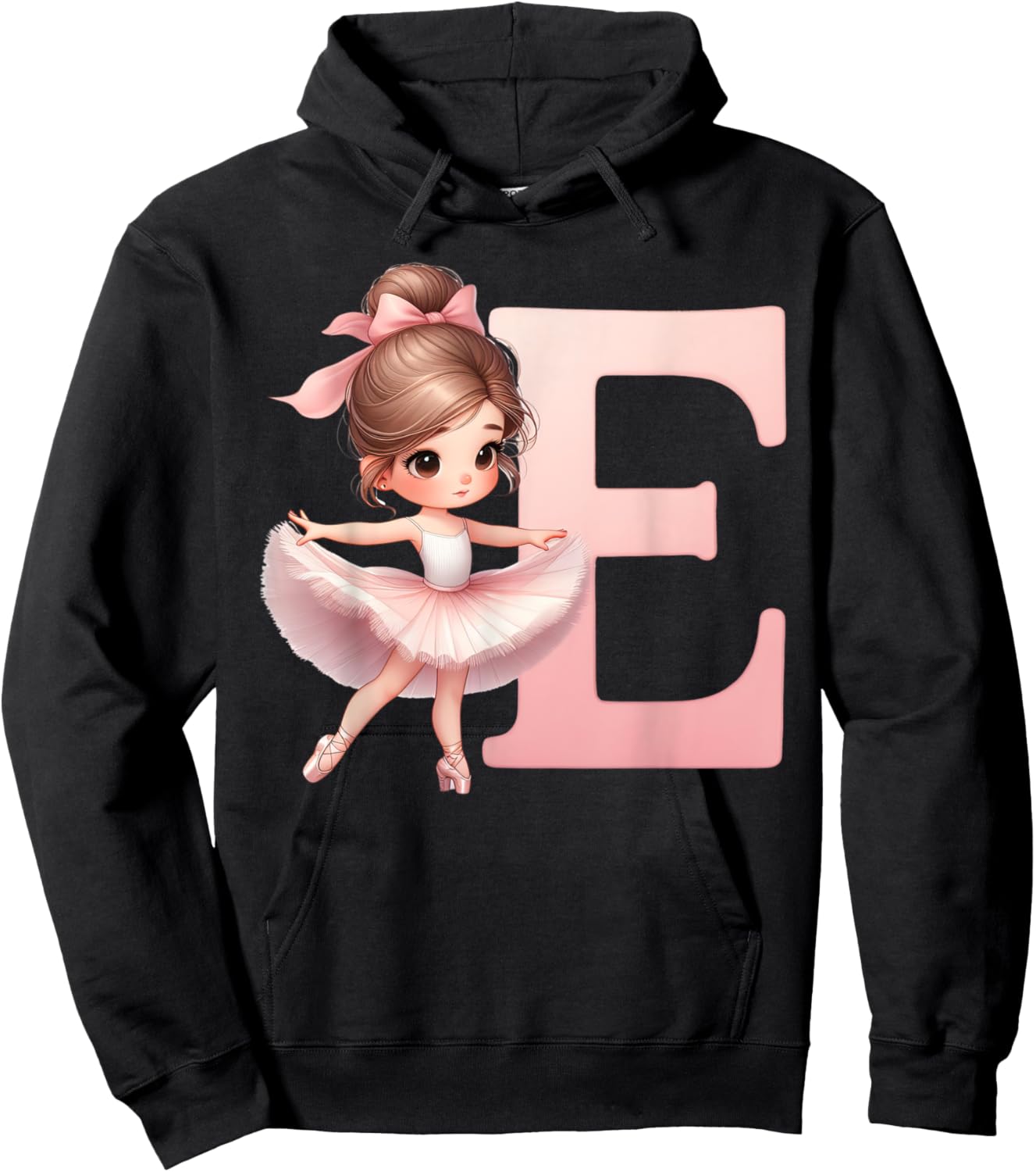 Ballerina Girl Dancing Name First Letter E Girly Tutu Ballet Hoodie - Hoodie | Black