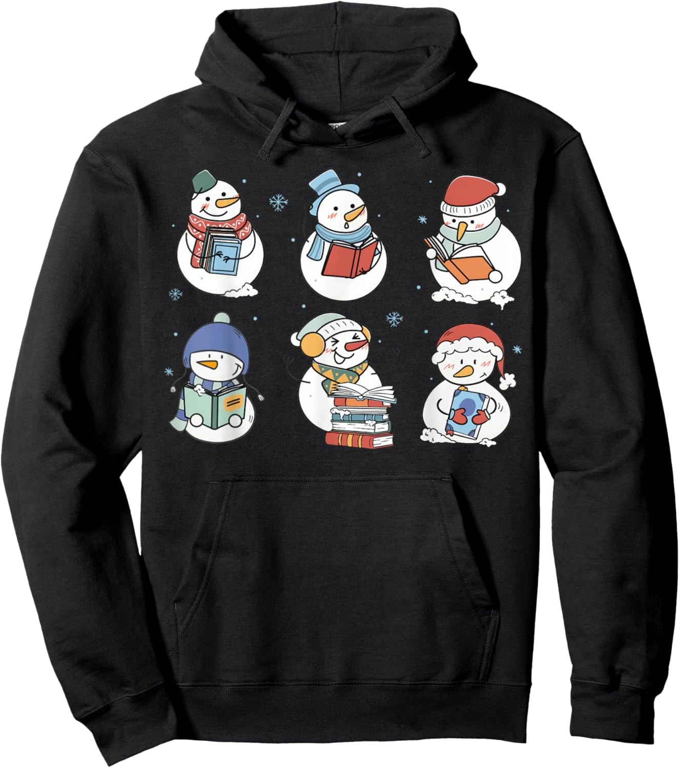 Snowman Reading Book Santa Christmas Bookish Teacher Hoodie - Hoodie | Black