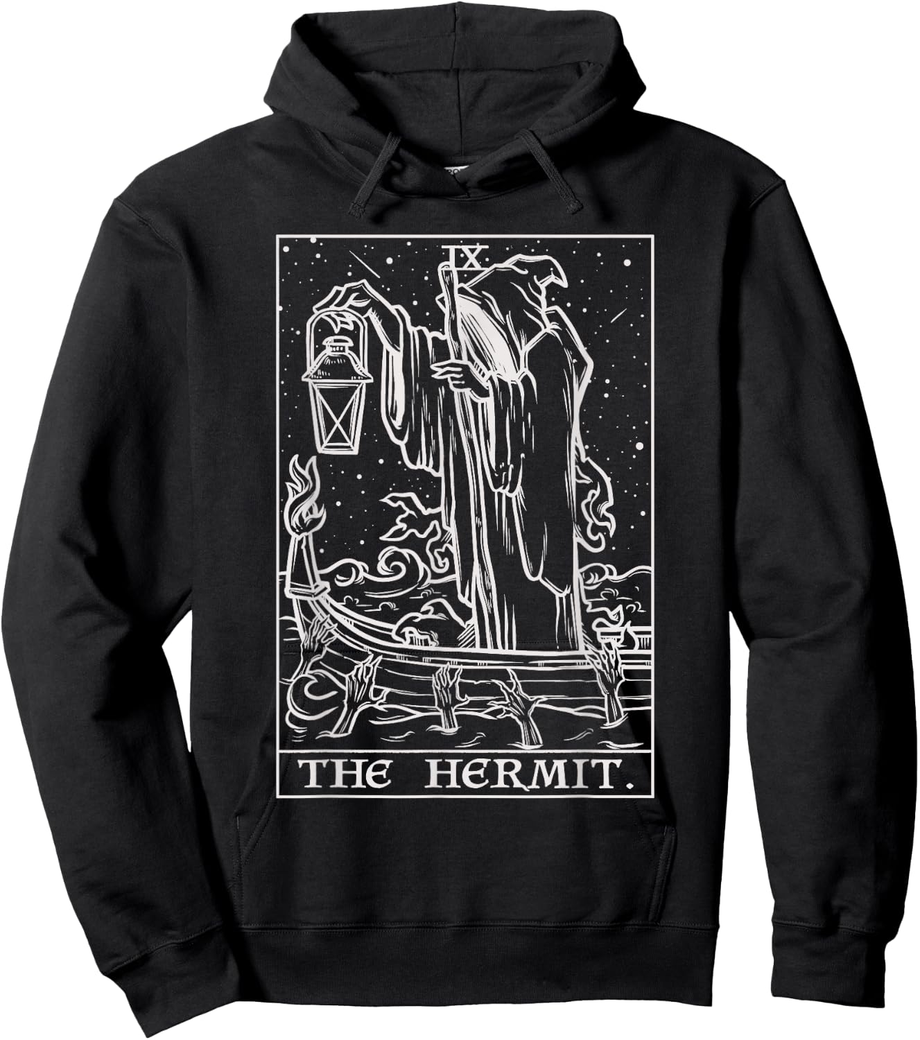 The Hermit Tarot Card Gothic Halloween Grim Reaper Occult Hoodie - Hoodie | Black