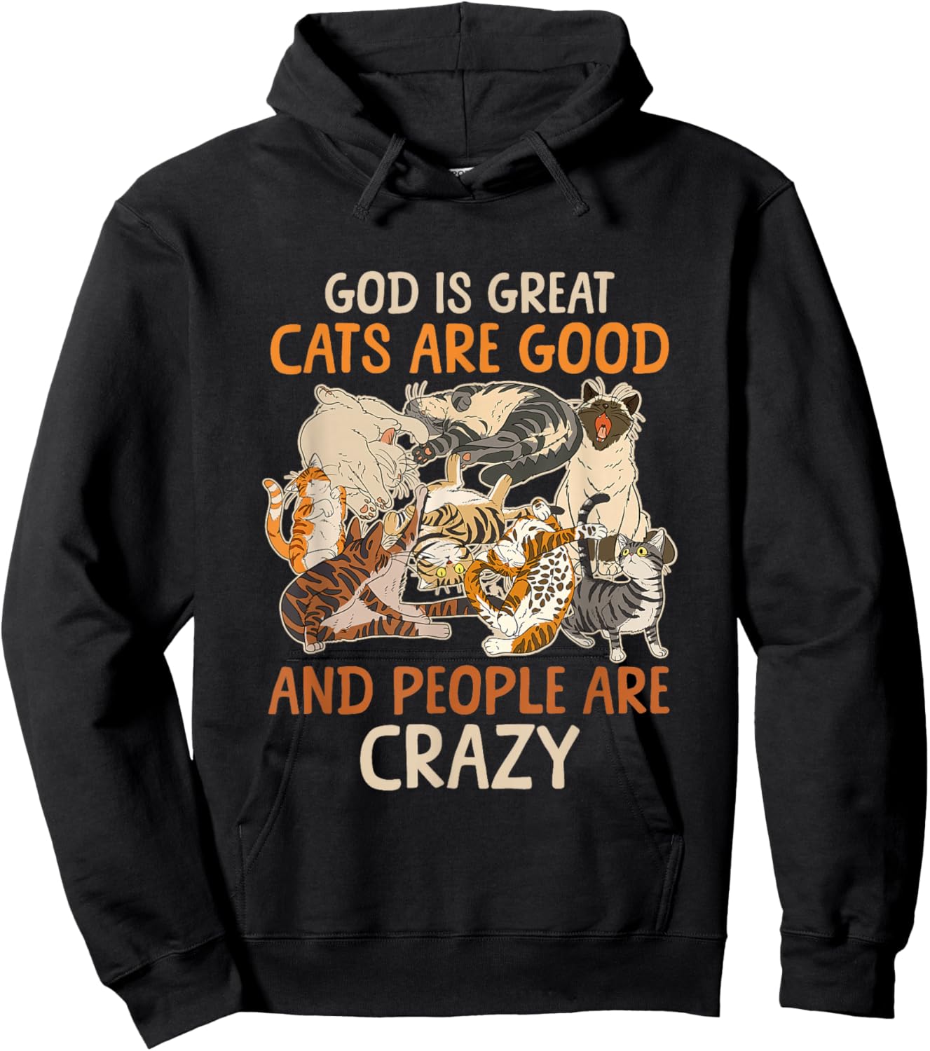 God Is Great Cats Are Good And People Are Crazy Saying Hoodie - Hoodie | Black