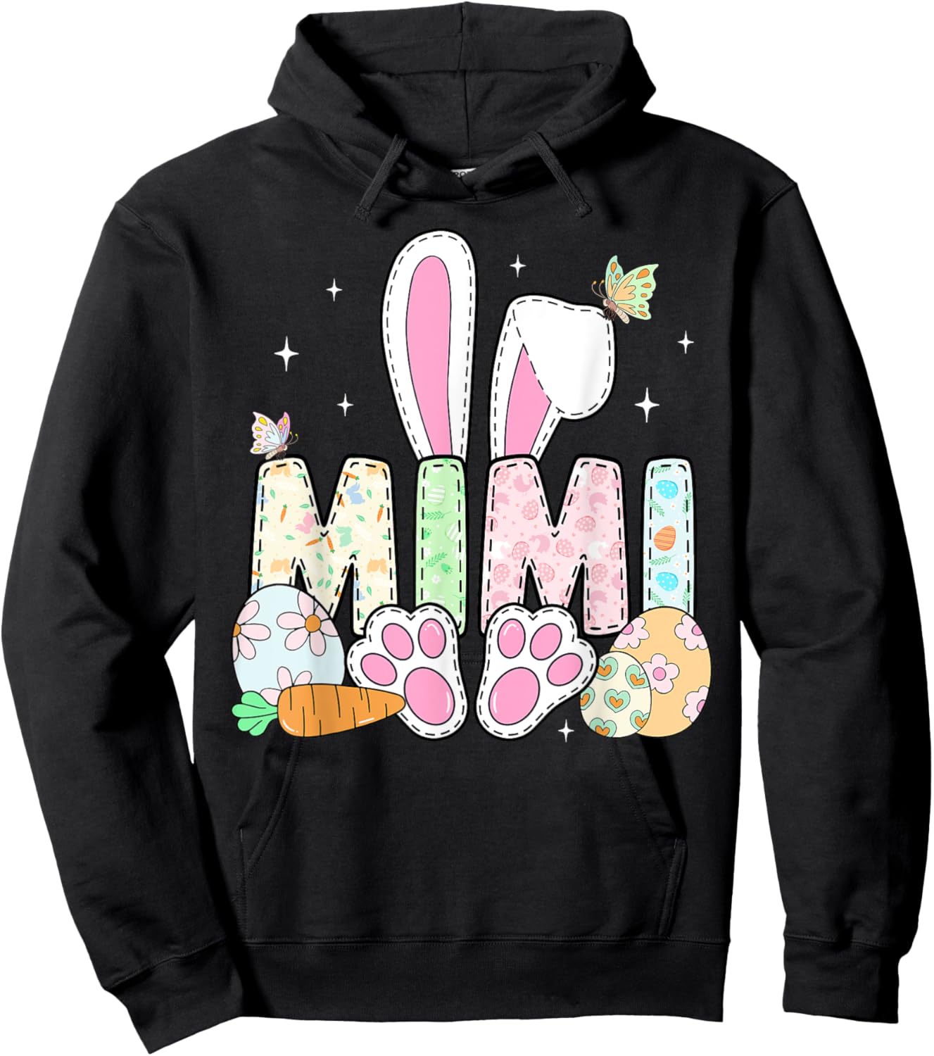 Cute Easter Bunny Mimi Family Matching Easter Day Girls Kids Hoodie - Hoodie | Black