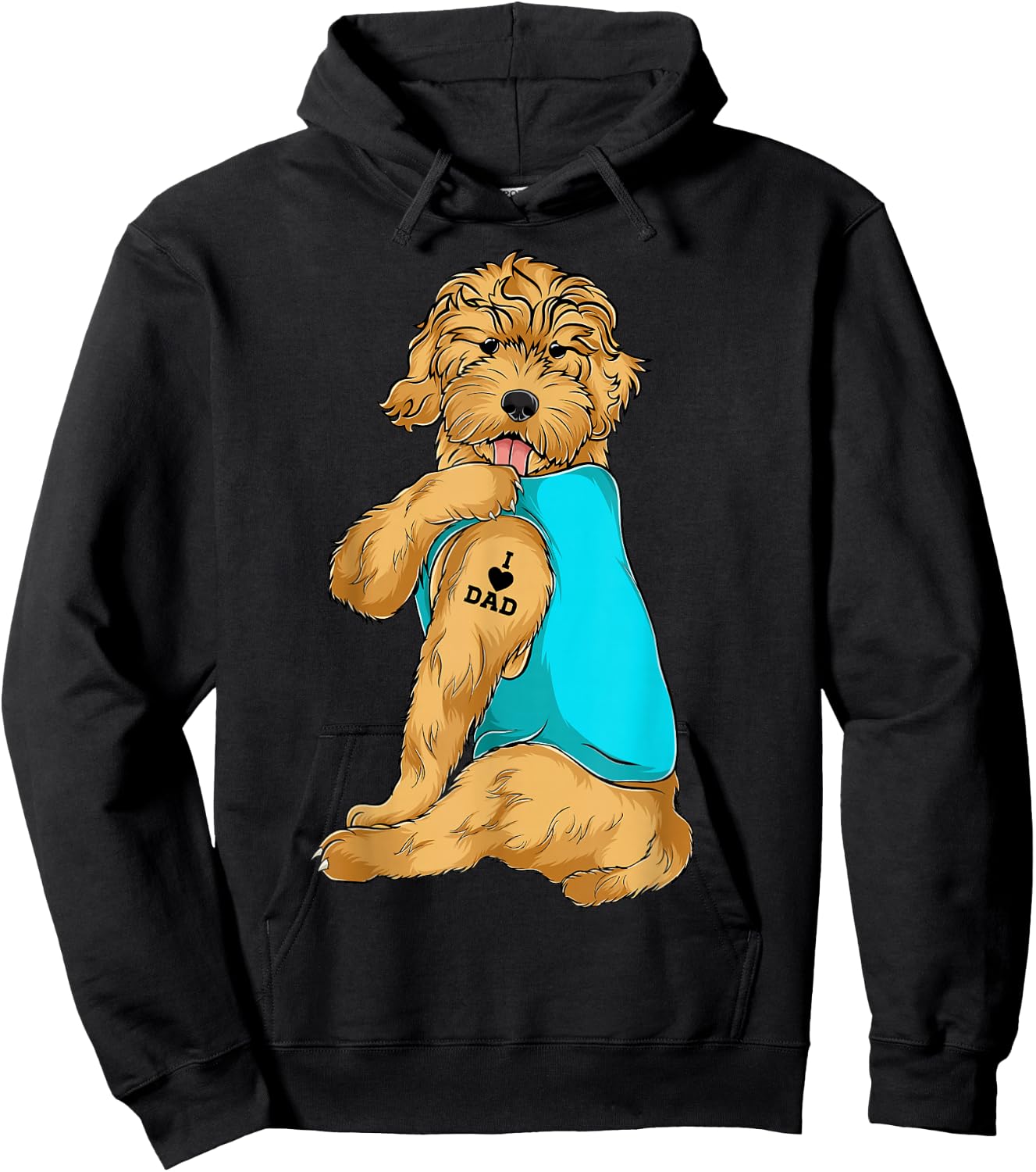 Golden Doodle I Love Dad Tattoo Apparel, Dog Dad Gifts Dads Hoodie - Hoodie | Black