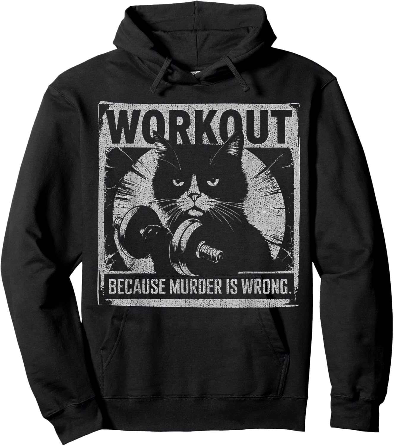 Funny Gym Parody Graphic For Cat Lovers, Ironic Workout Meme Women Hoodie - Hoodie | Black