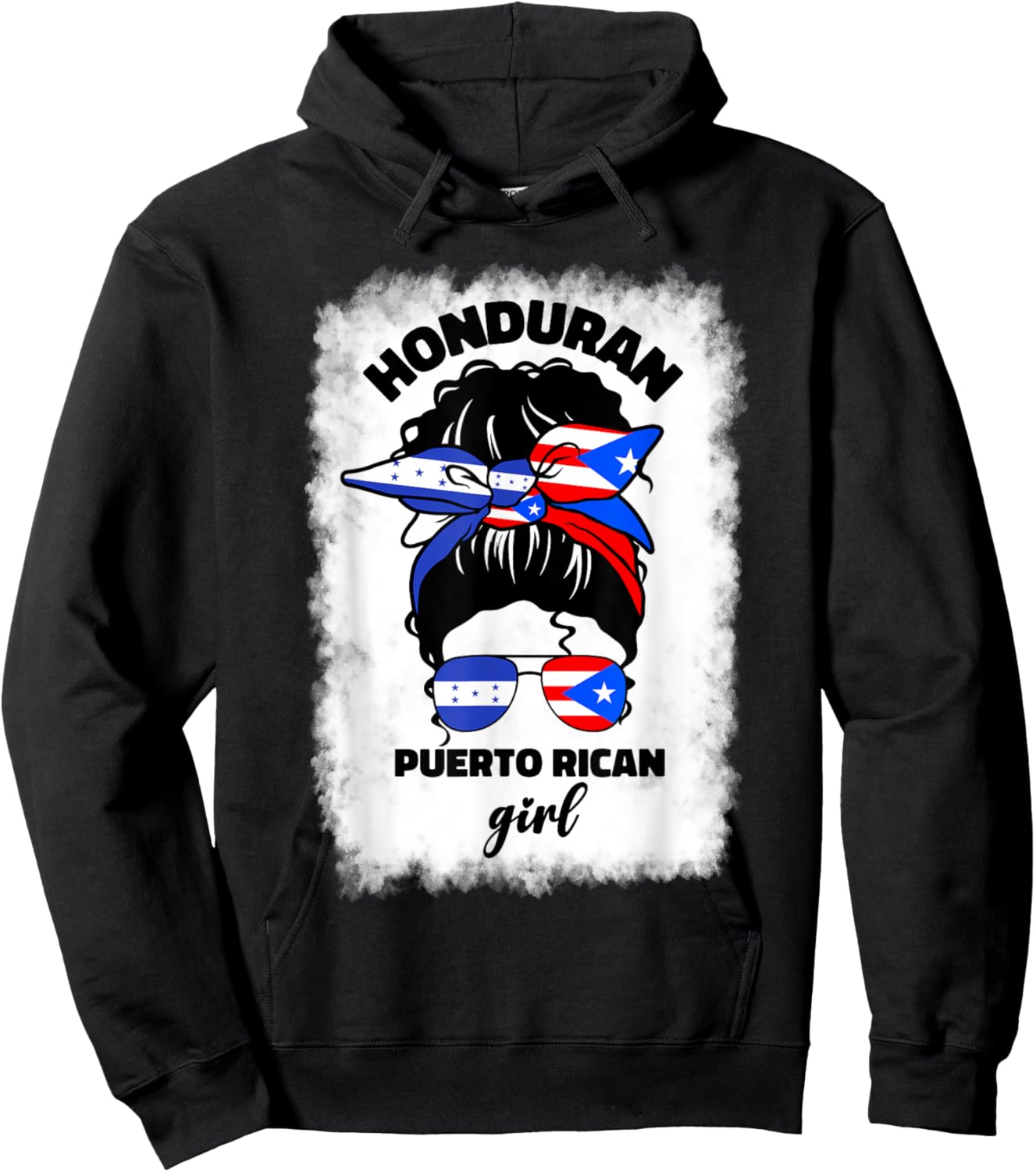Half Honduran And Puerto Rican Rico Honduras Flag Girl Mix Hoodie - Hoodie | Black