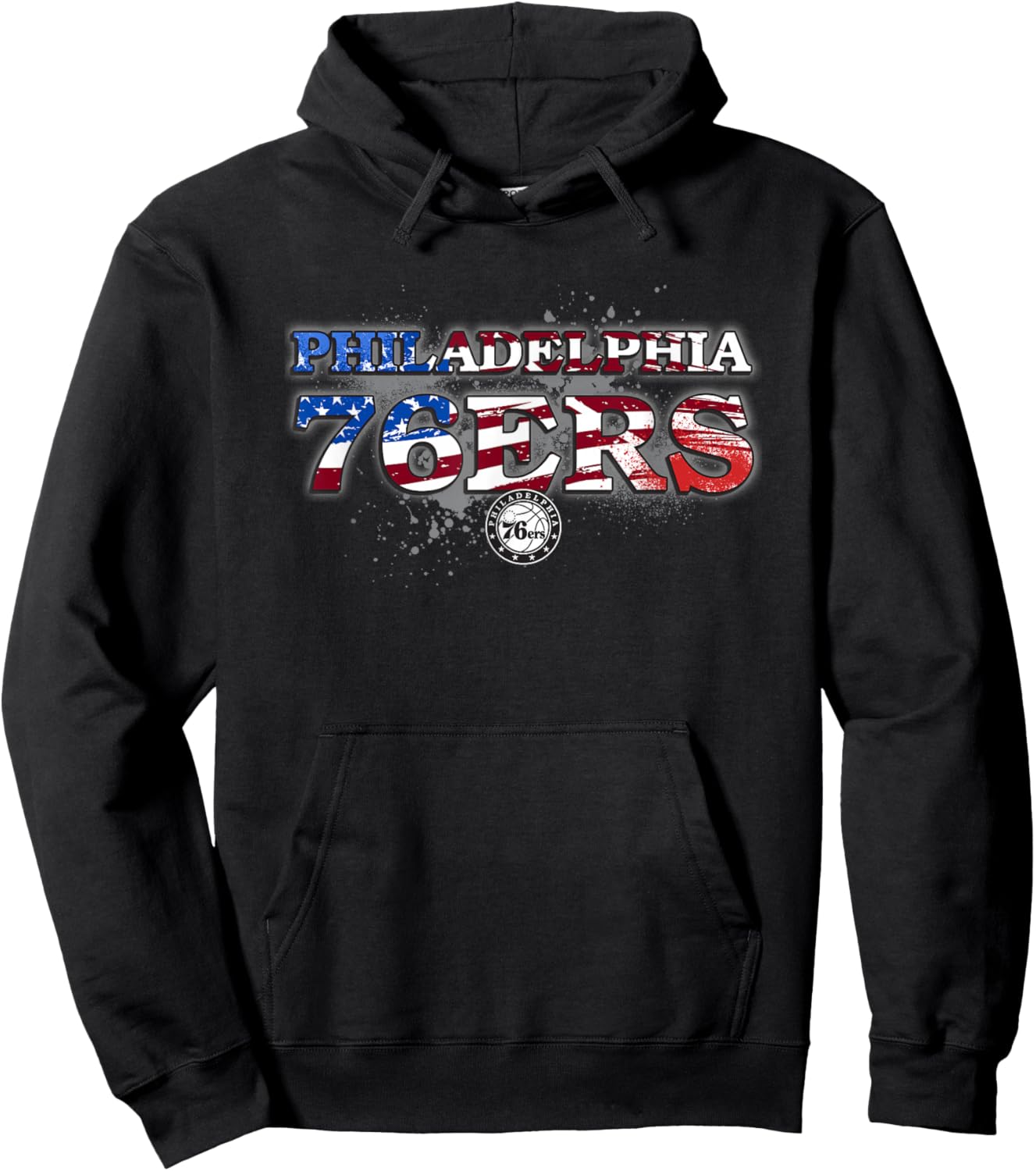 NBA Philadelphia 76ers American Flag Distressed Paint Spill Hoodie - Hoodie | Black