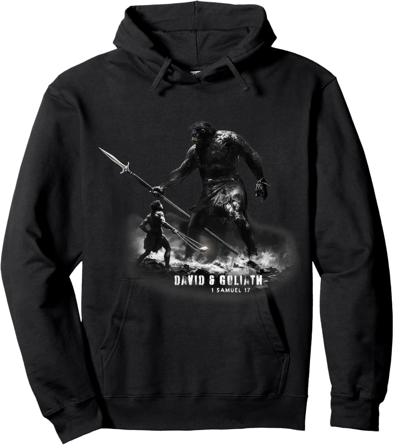 David & Goliath, Faith Overcomes All - Biblical Stories Hoodie - Hoodie | Black