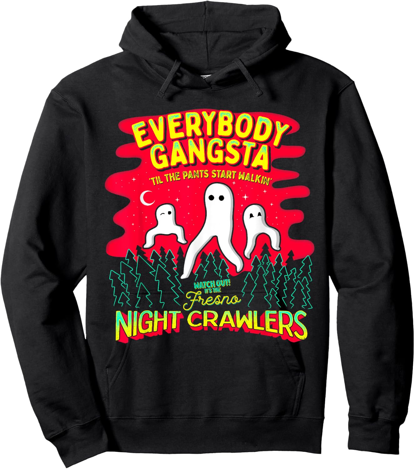 Strangeology Fresno Nightcrawlers Adult - Black, Small - Short Sleeve, Classic Fit - Cryptozoology Meme Hoodie - Hoodie | Black