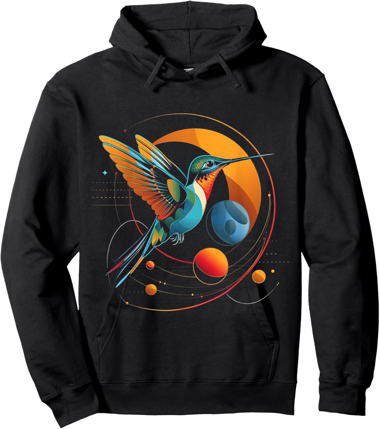 Hummingbird Planets Geometric Fantasy Animal Art Bird Hoodie - Hoodie | Black