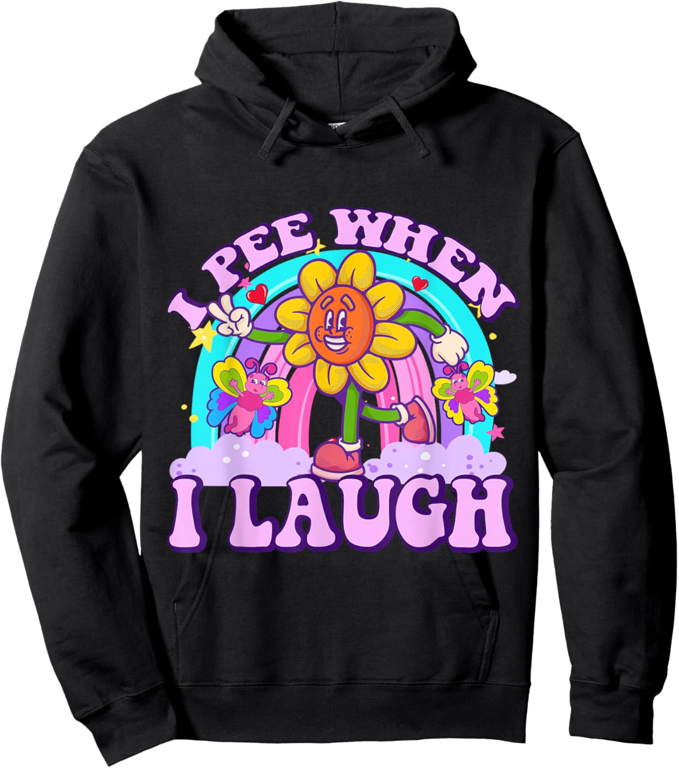 I Pee When I Laugh Funny Sarcastic Ironic Y2K Inappropriate Hoodie - Hoodie | Black