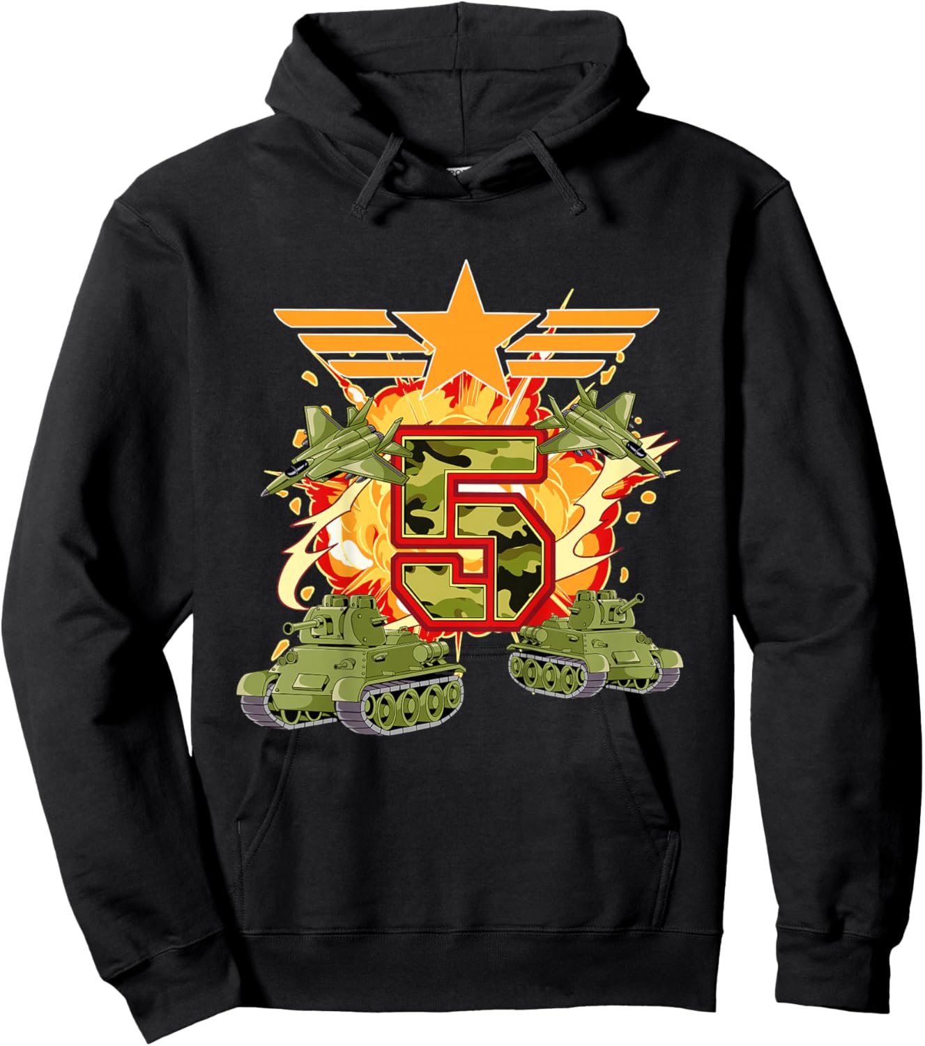 Kids 5th Birthday Army Hoodie - Hoodie | Black