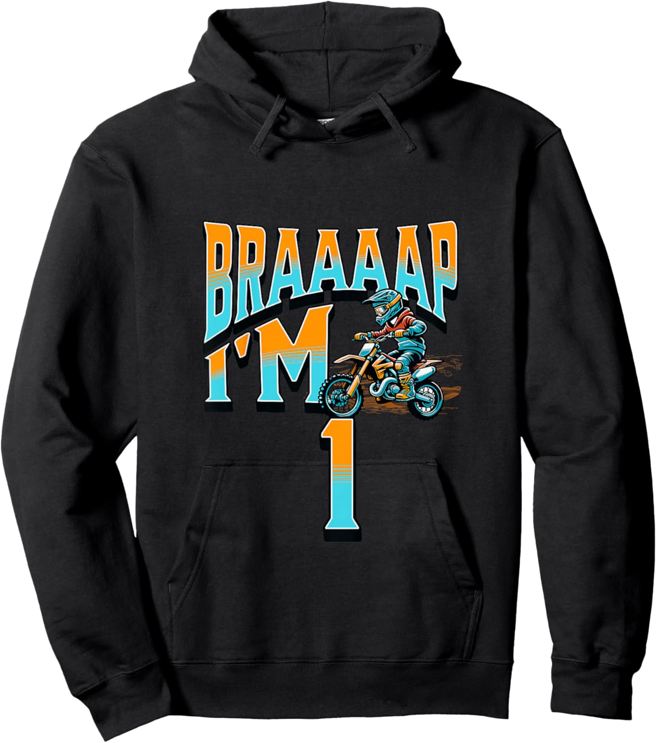 Motocross Bike Braaaap I'm 1 Year Old 1st Birthday Boy Hoodie - Hoodie | Black