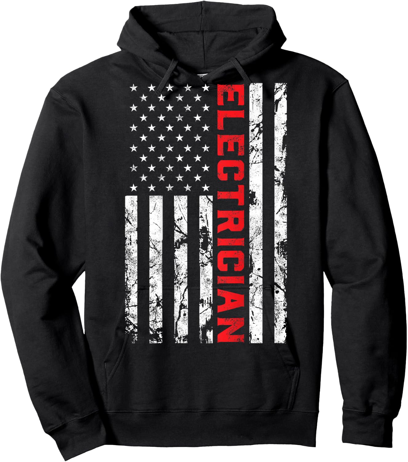 Electrician Patriotic American flag electrician father day Hoodie - Hoodie | Black
