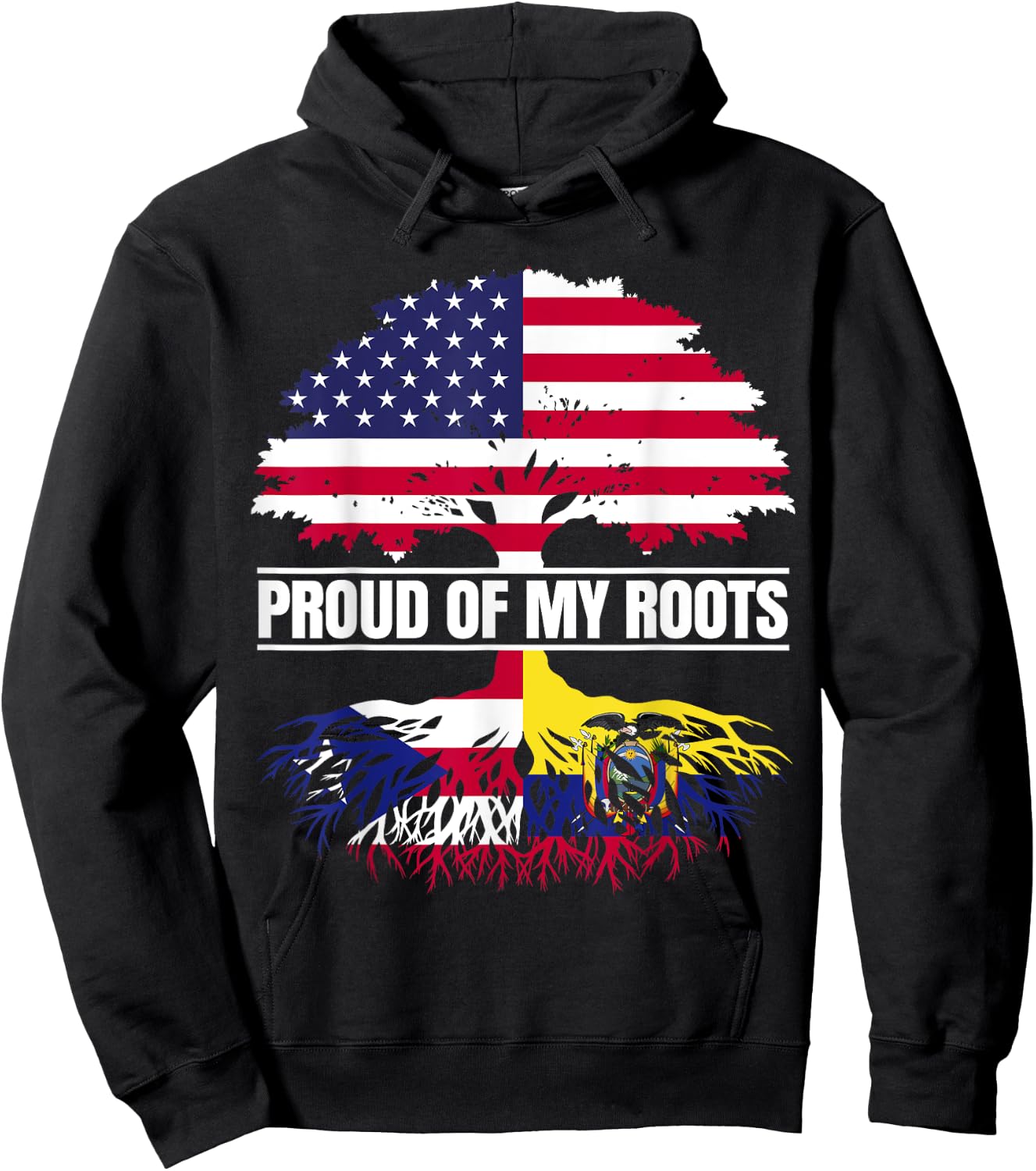 Boricua Ecuador Mix Proud of Roots Puerto Rican Ecuadorian Hoodie - Hoodie | Black