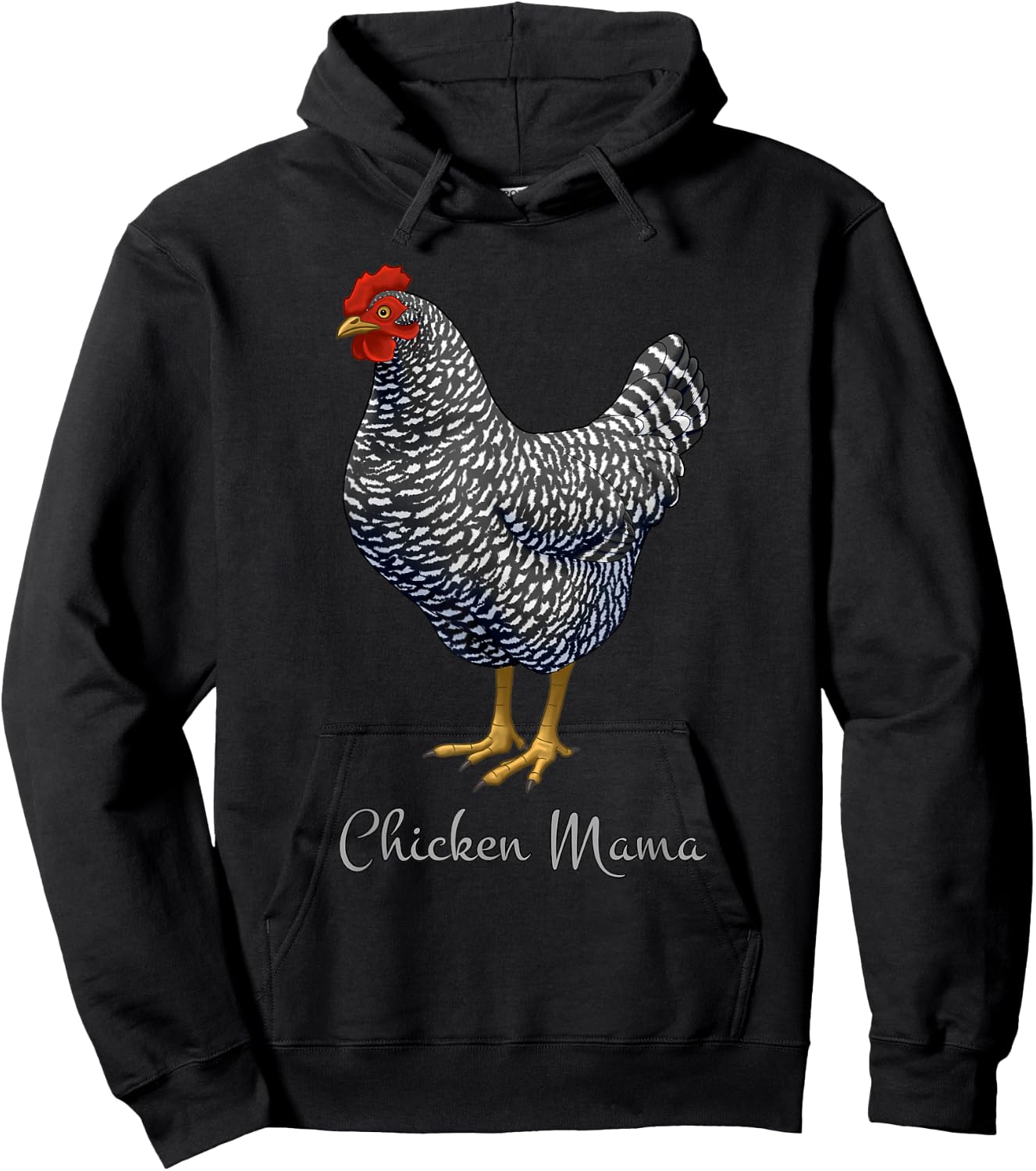 Chicken Mama Black Barred Plymouth Rock Hen Mom Bird Lovers Hoodie - Hoodie | Black