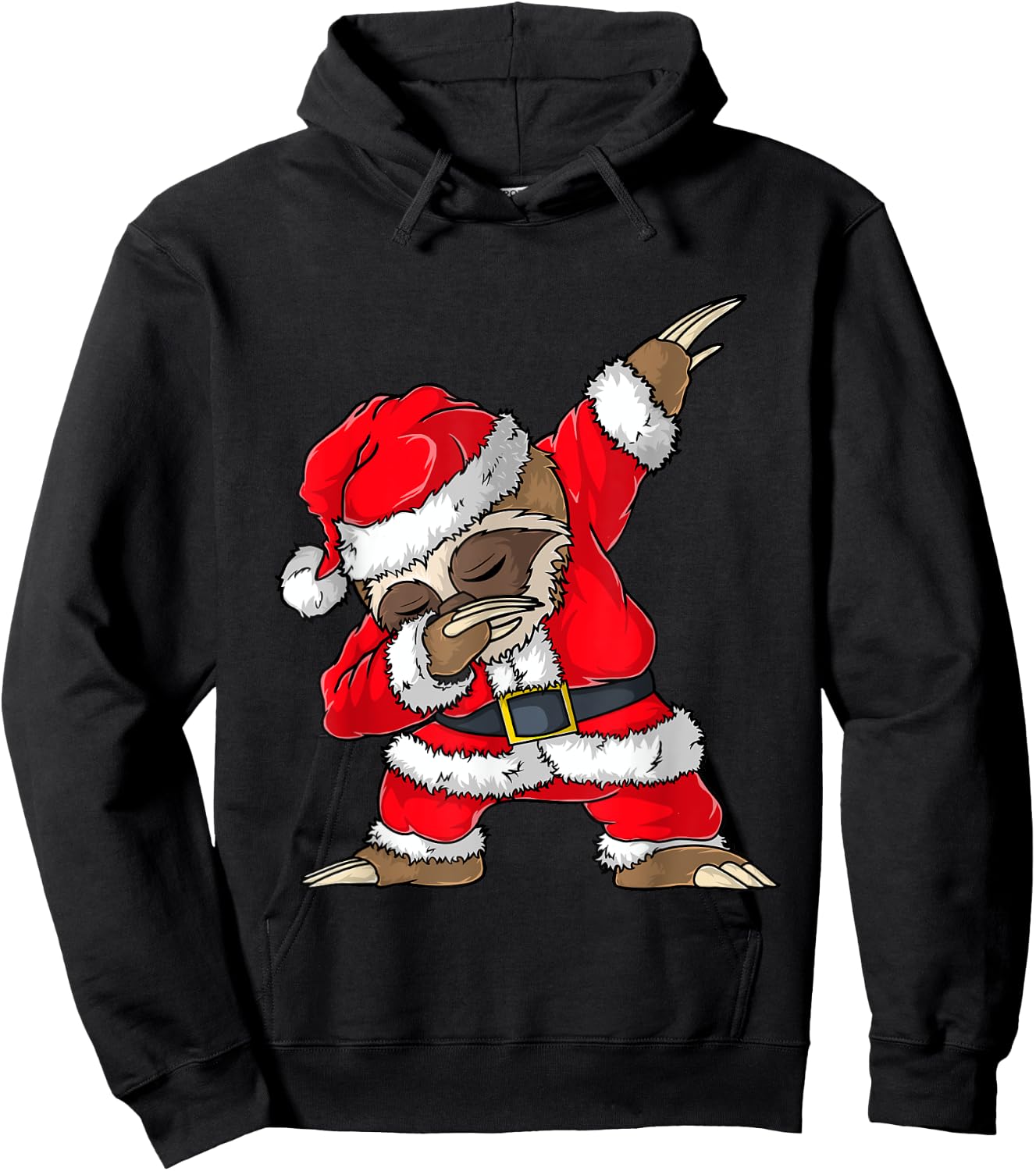 Dabbing Santa Sloth Merry Slothmas Christmas Kids Pajama Hoodie - Hoodie | Black