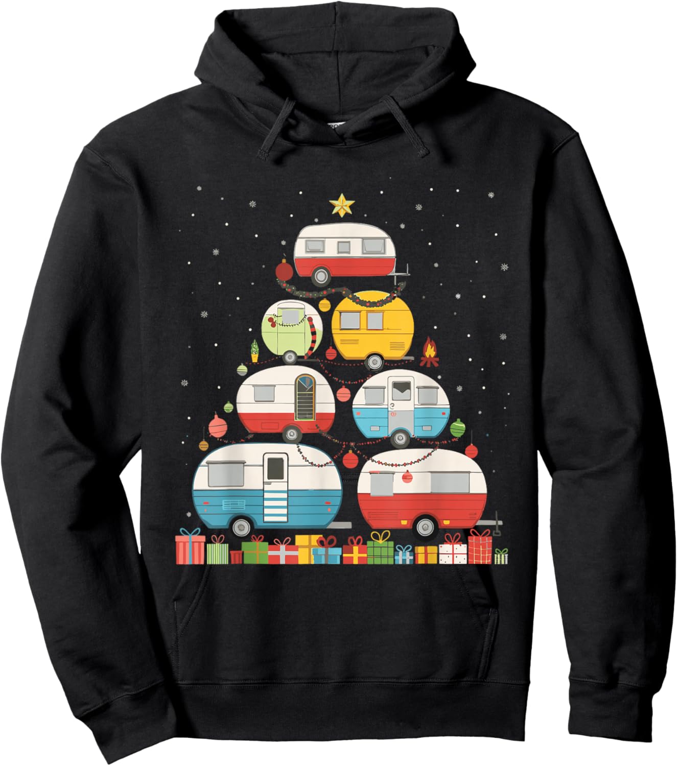 Camping Christmas Tree Hoodie - Hoodie | Black