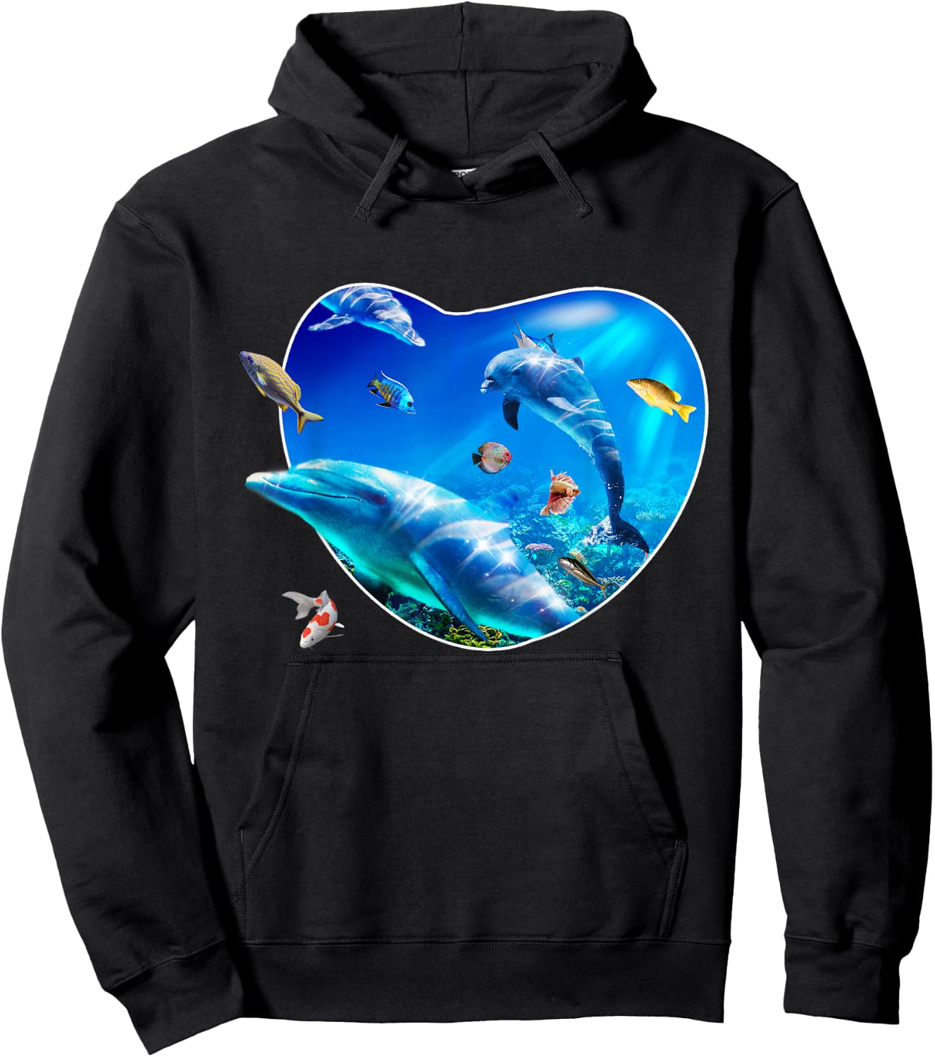 Dolphins Underwater Ocean Dolphin Coral Fish Hoodie - Hoodie | Black