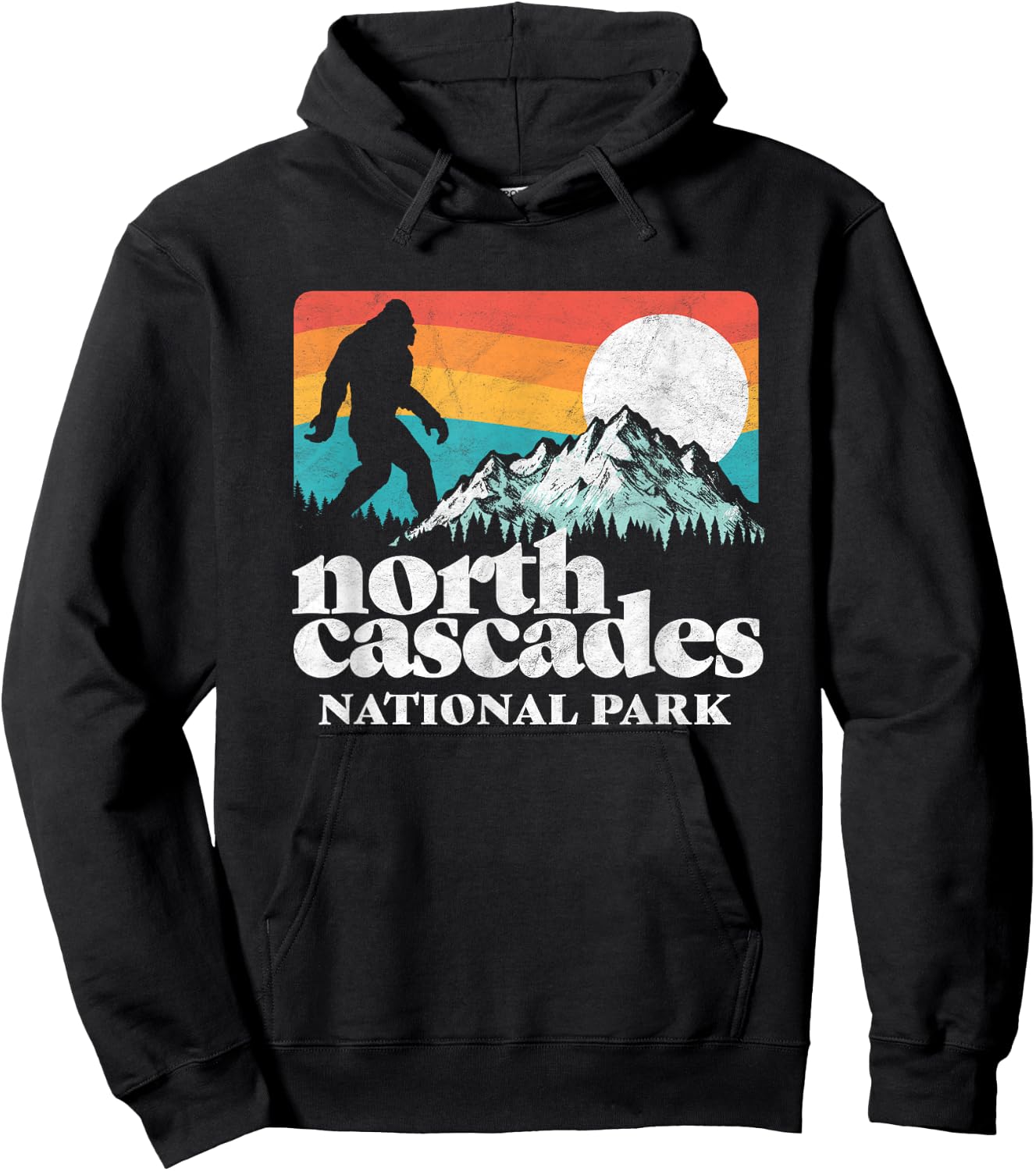 North Cascades National Park Bigfoot Mountains Hoodie - Hoodie | Black