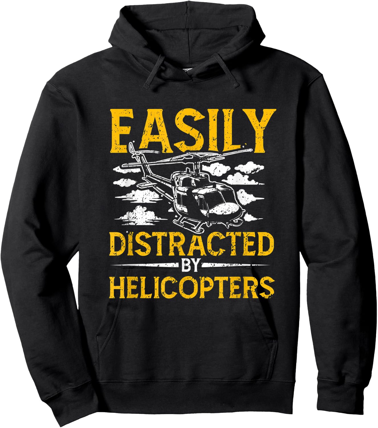 Easily Distracted By Helicopters Aviation Pilot Hoodie - Hoodie | Black