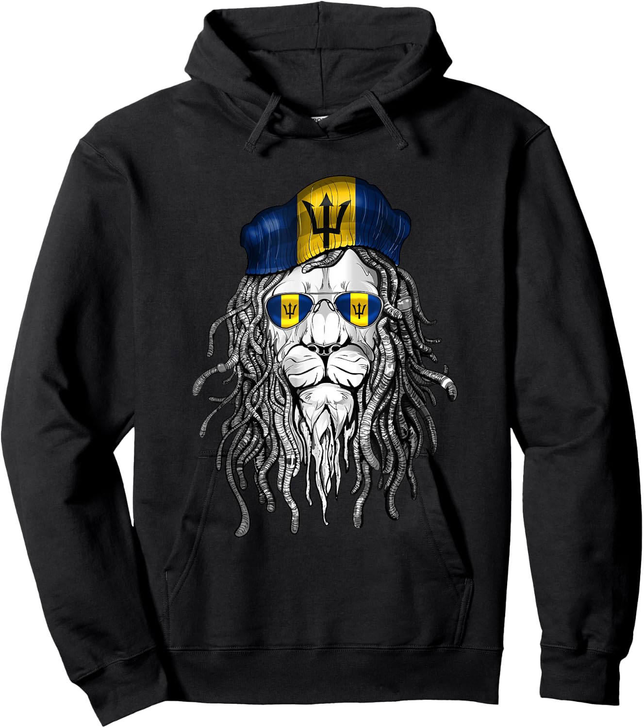 Barbados Flag Lion Hoodie - Hoodie | Black
