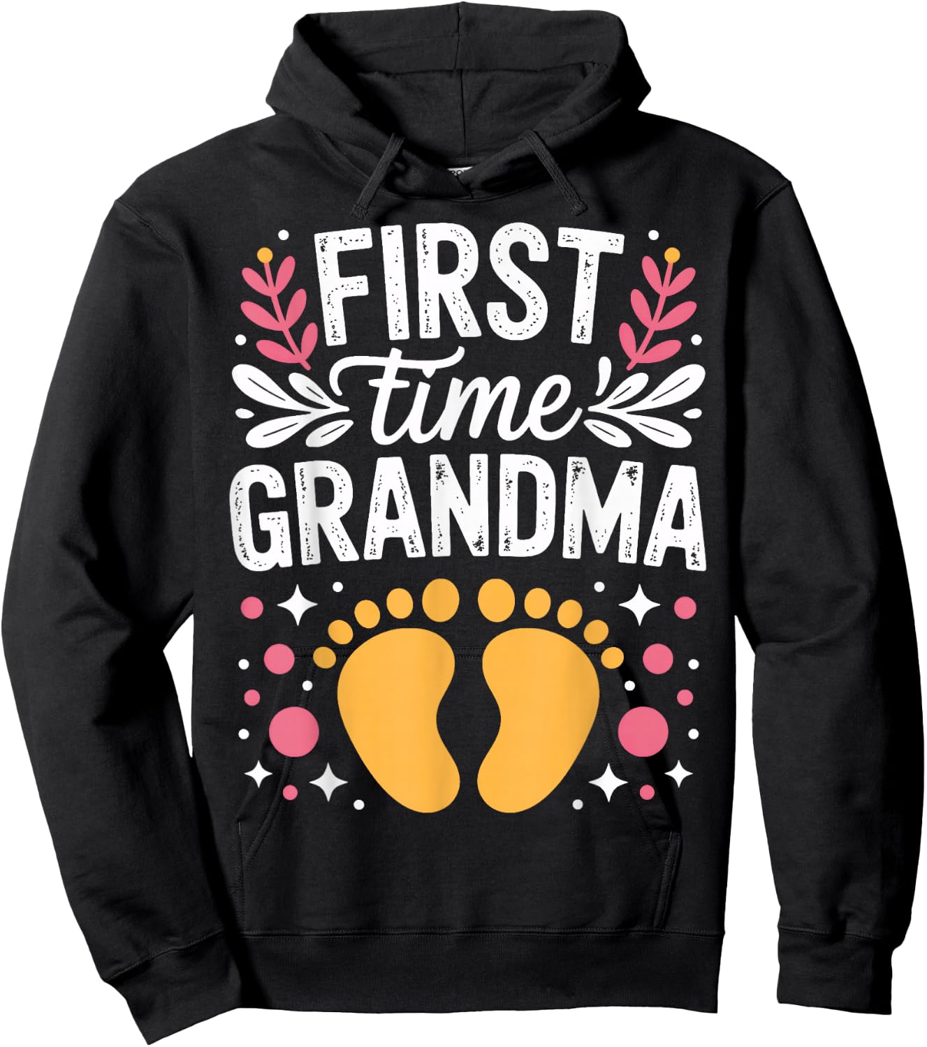 First Time Grandma Becoming Nana Baby Announcement Family Hoodie - Hoodie | Black